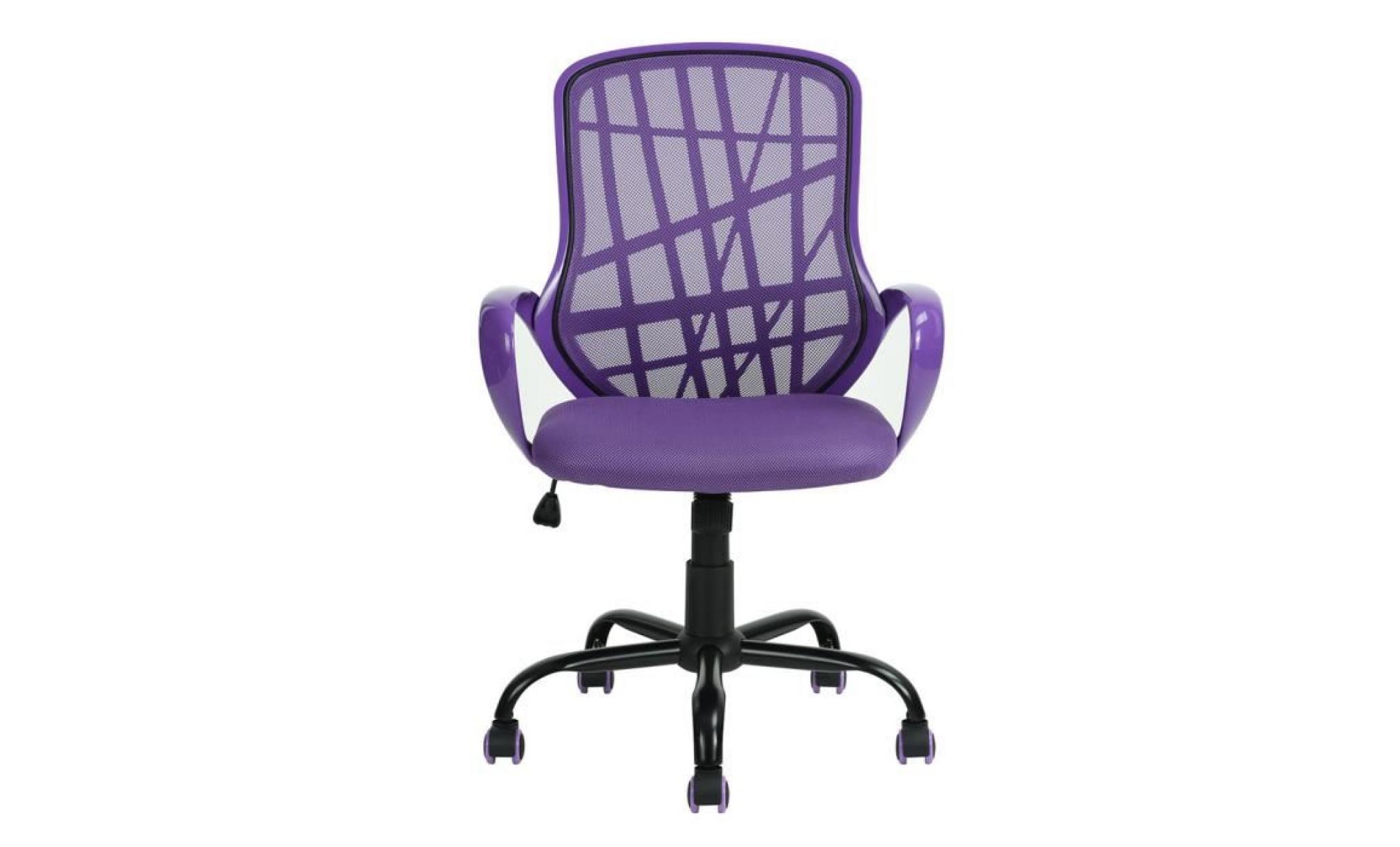 dora chaise de bureau violet réglable roulettes maille métal pas cher