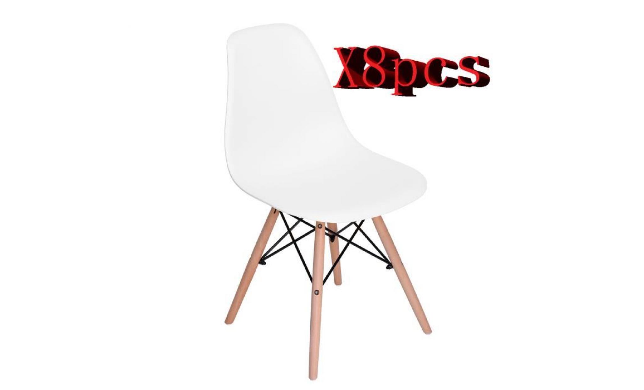 dora lot de 8 chaise de salle à manger blanc design scandinave 41 x 46 x 82 cm