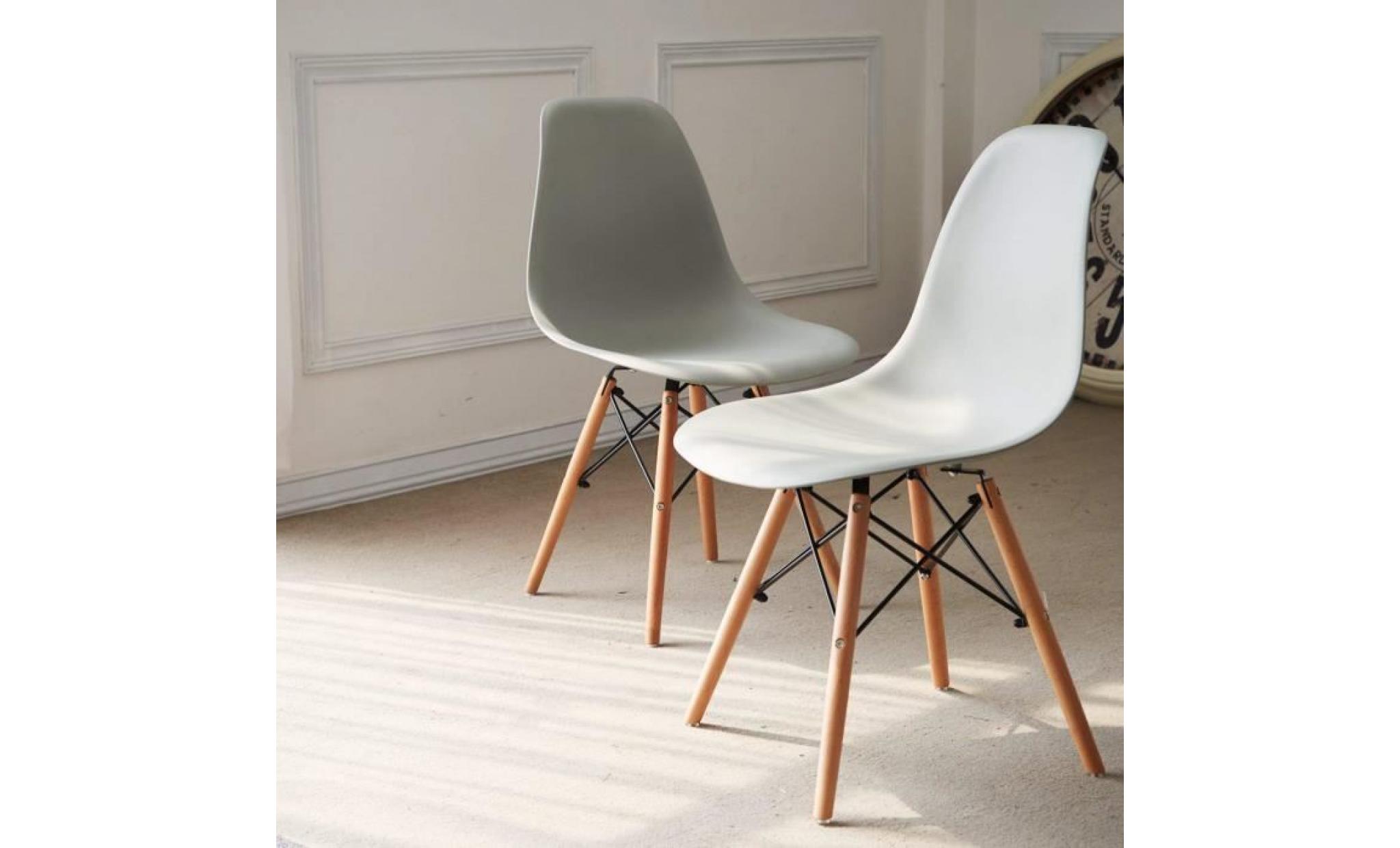 dora lot de 8 chaise de salle à manger blanc + gris design scandinave 41 x 46 x 82 cm pas cher