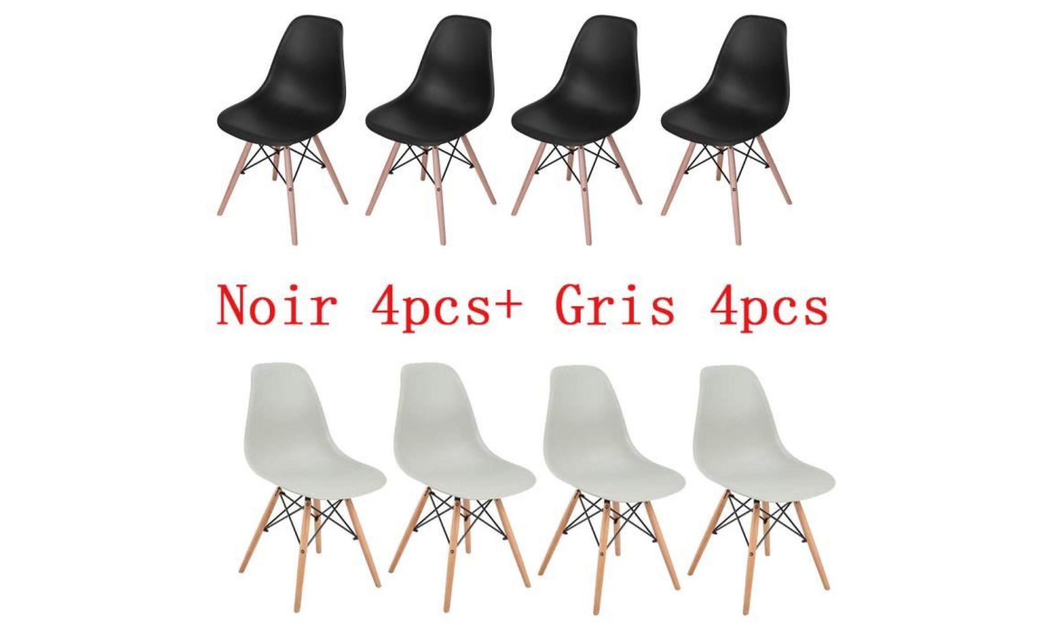 dora lot de 8 chaise de salle à manger noir + gris design scandinave 41 x 46 x 82 cm