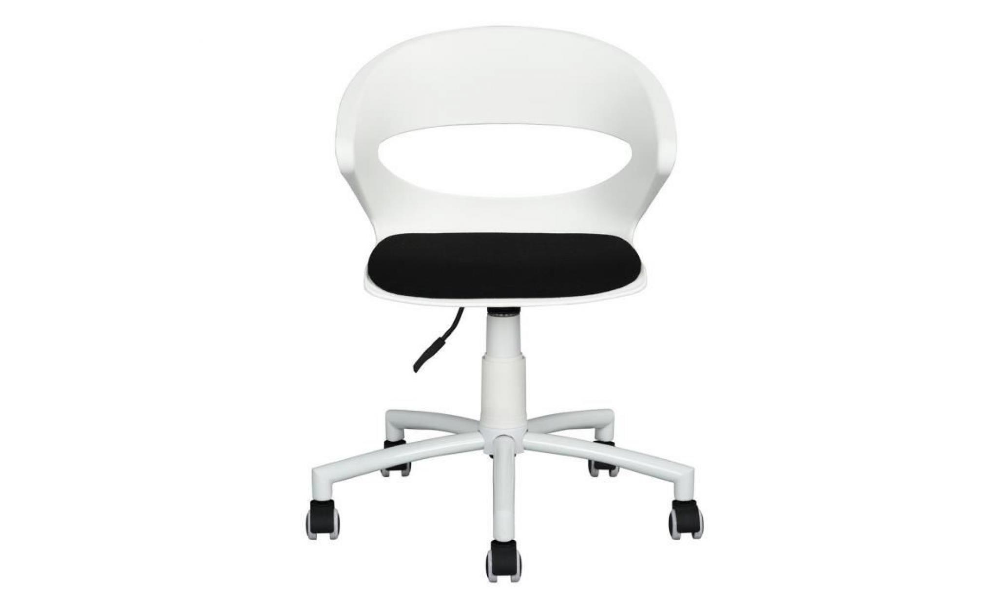 dot chaise de bureau noir et blanc en métal   revêtement tissu bicolore noir   style contemporain   l 54 x p 58 cm