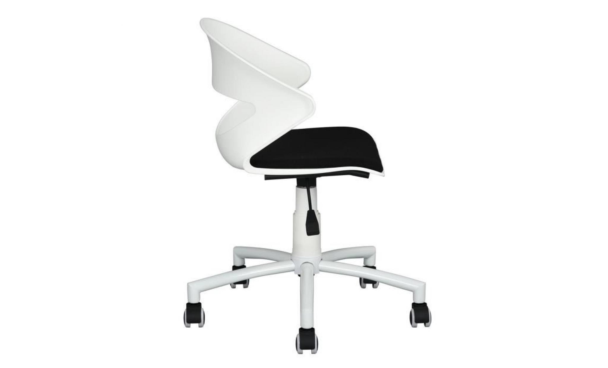 dot chaise de bureau noir et blanc en métal   revêtement tissu bicolore noir   style contemporain   l 54 x p 58 cm pas cher