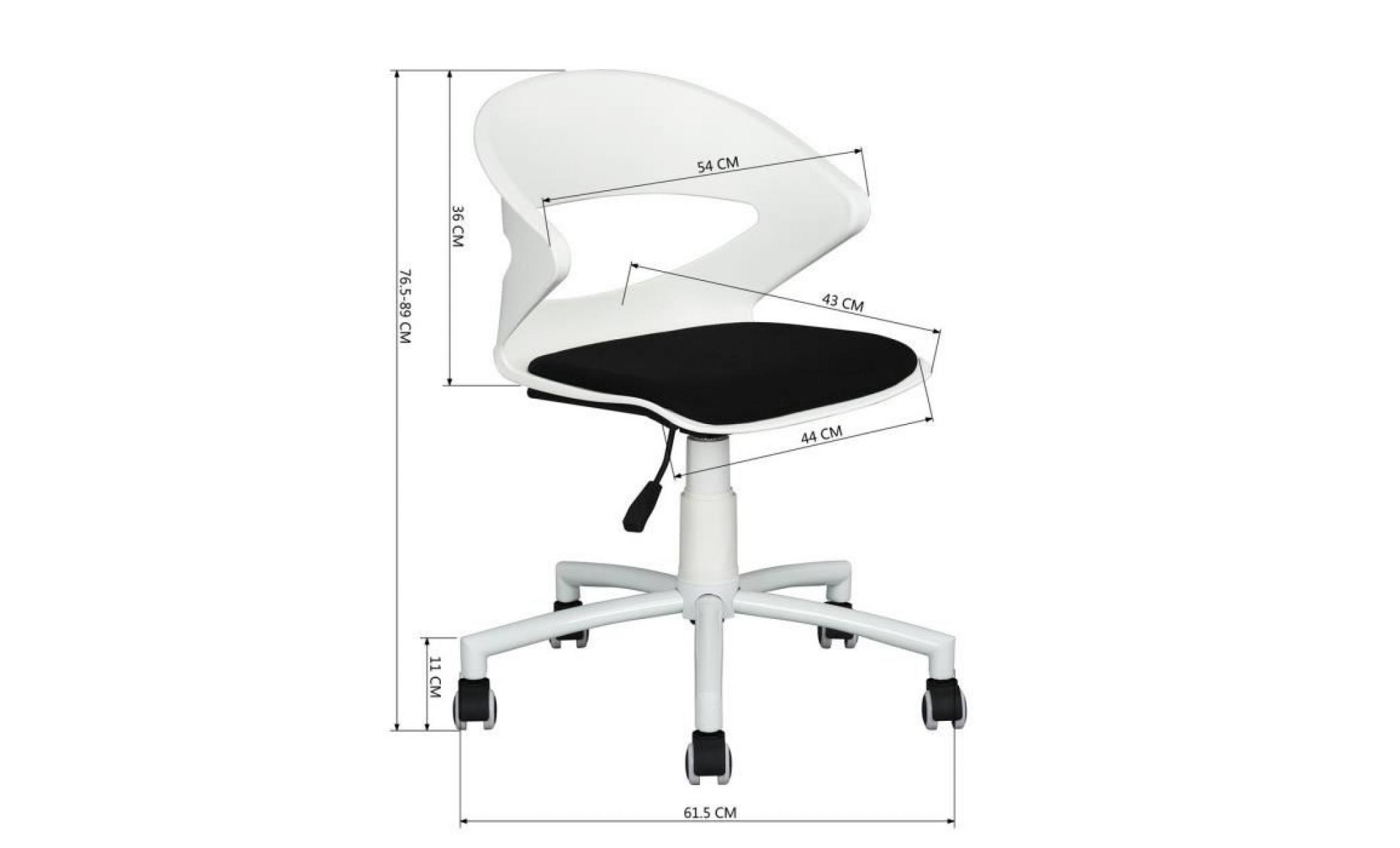 dot chaise de bureau noir et blanc en métal   revêtement tissu bicolore noir   style contemporain   l 54 x p 58 cm pas cher