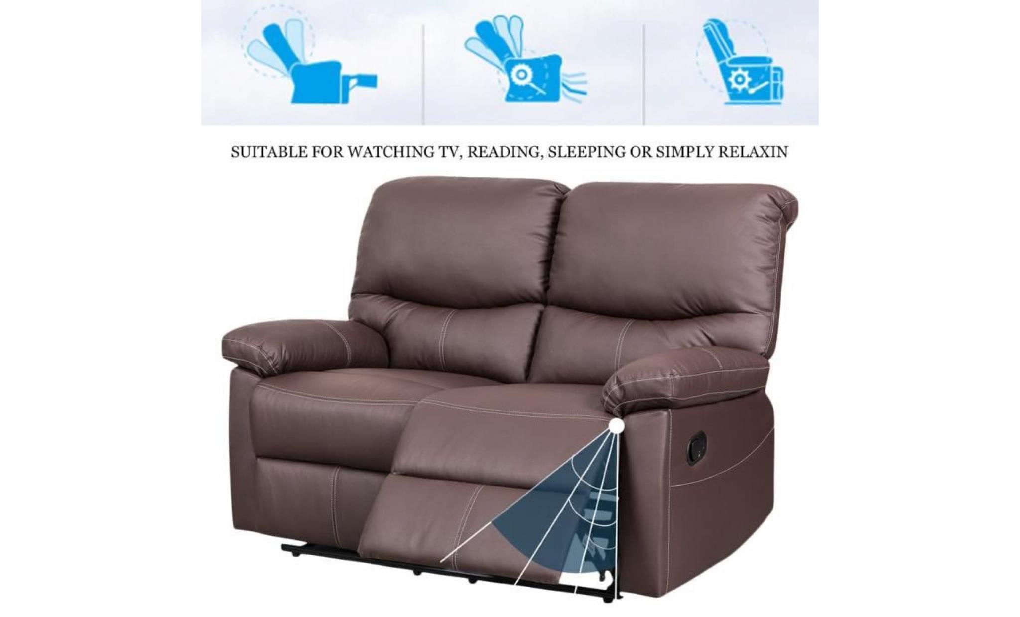 double siège canapé confortable fauteuil de bureau   à domicile scandinave marron pas cher