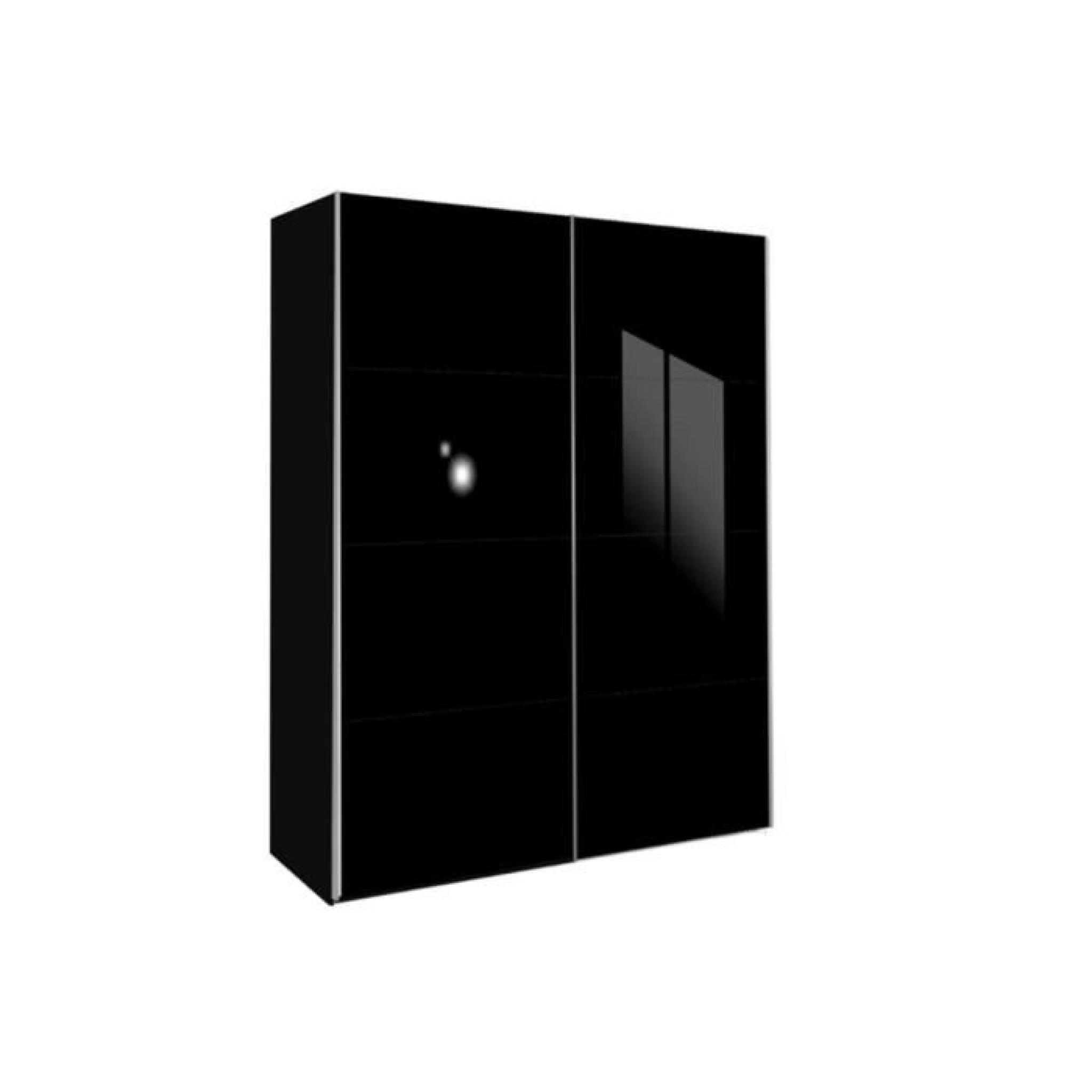 Dressing KICK 153cm en Verre Noir Brillant avec Portes Coulissantes 