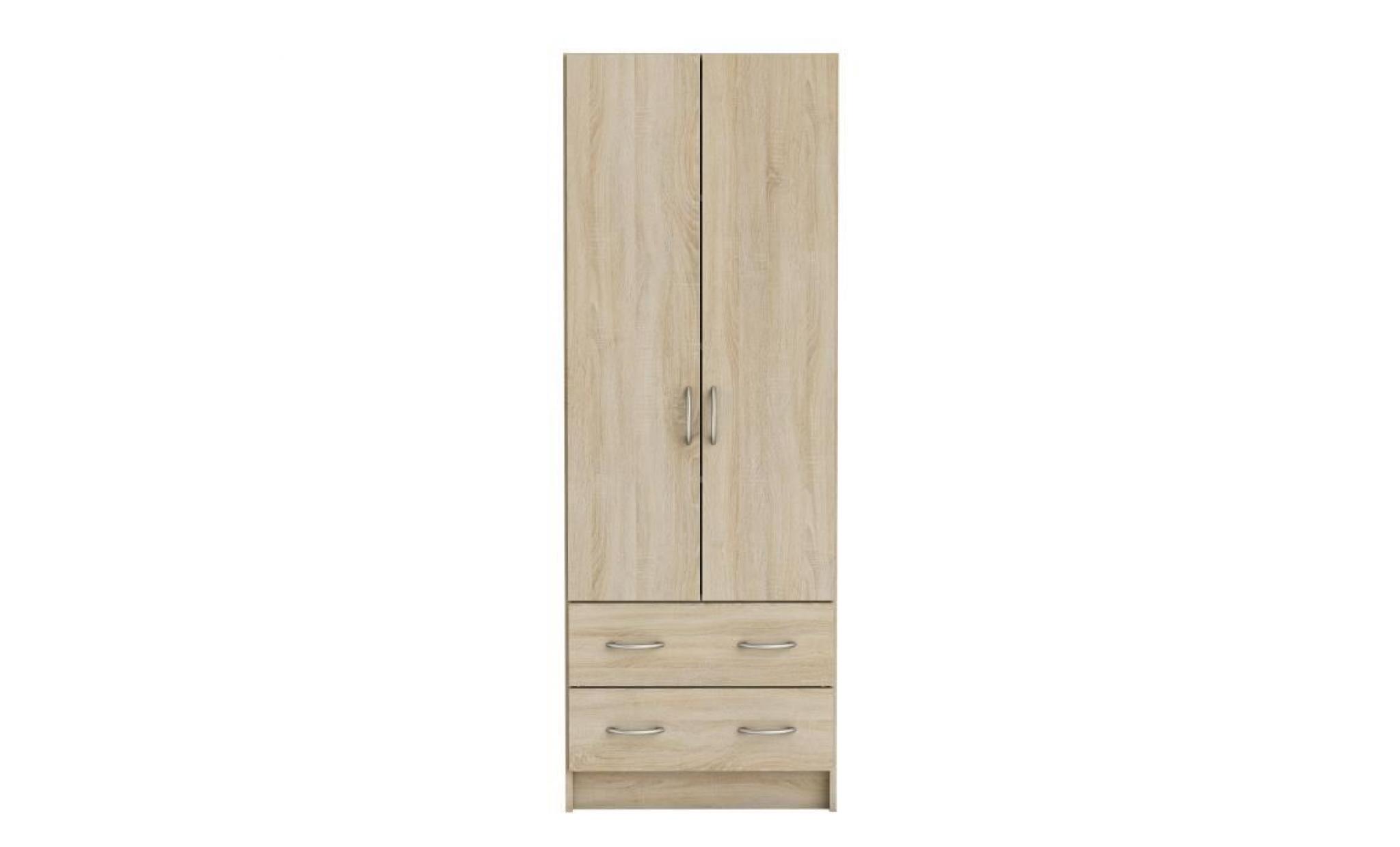 dual armoire chambre adulte classique décor chêne brossé   l 61 cm pas cher