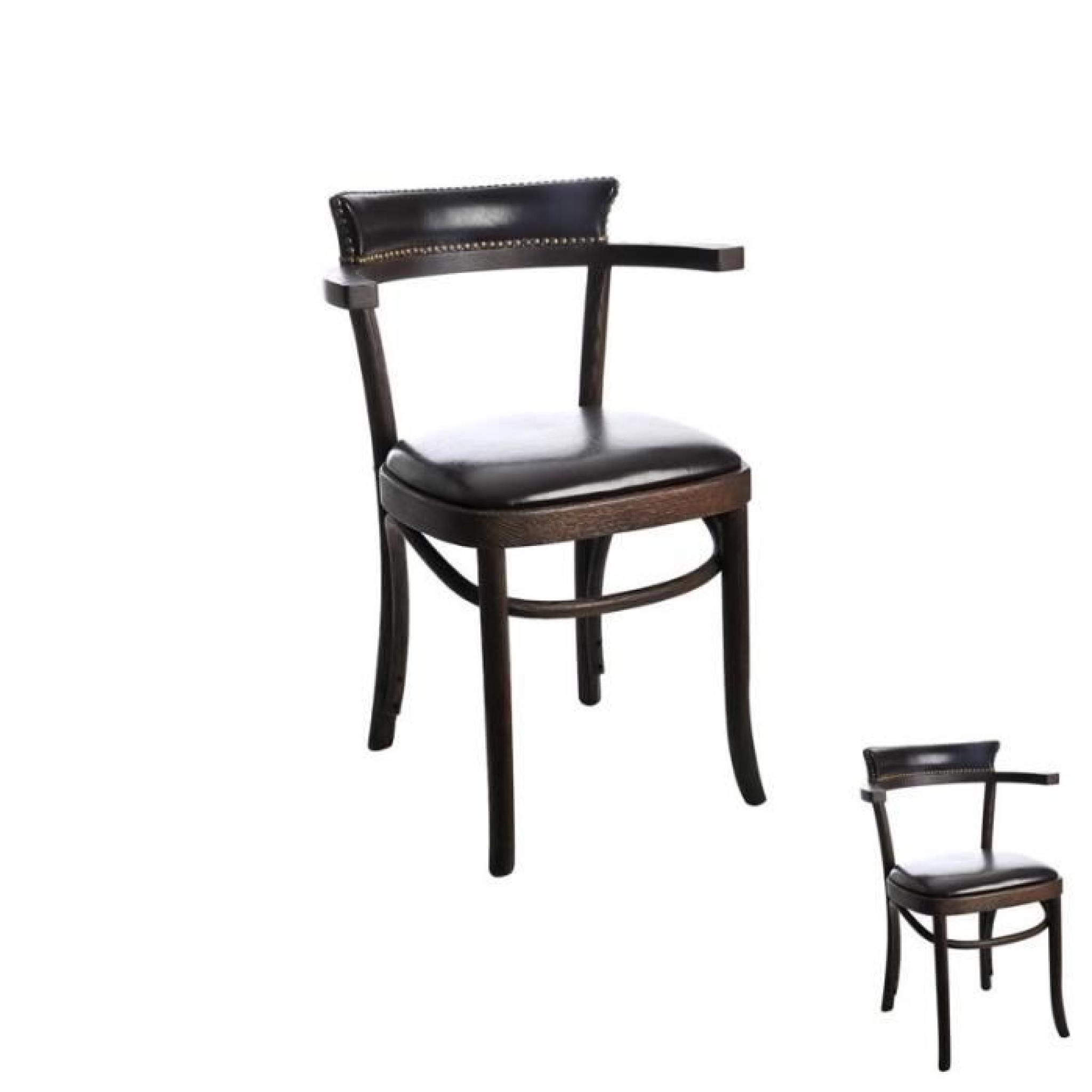 Duo de chaises bois Brun - EMILE  - Taille : L 57 x l 42 x H 77 - Couleur marketing : Marron