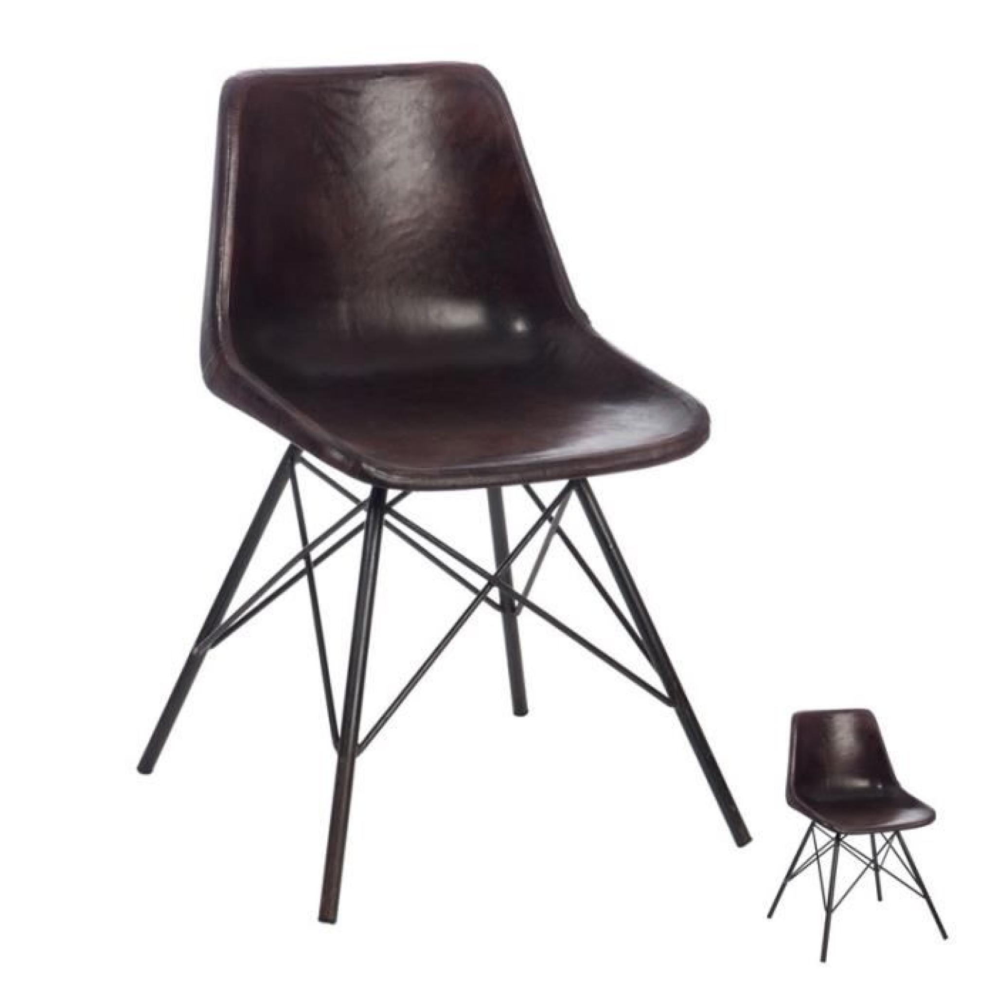 Duo de chaises Cuir Marron foncé - RYTA - L 51 x l 51 x H 79 cm