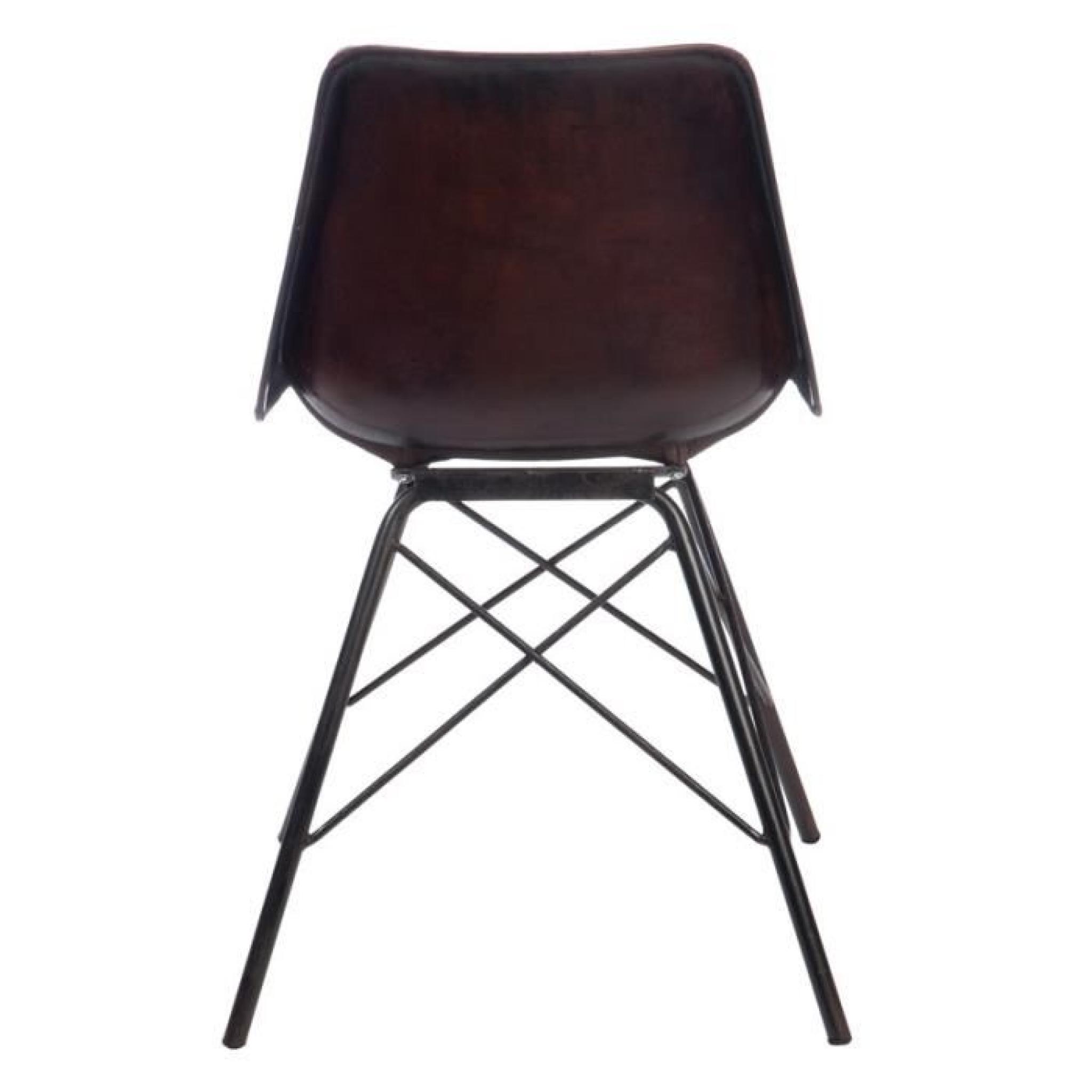 Duo de chaises Cuir Marron foncé - RYTA - L 51 x l 51 x H 79 cm pas cher