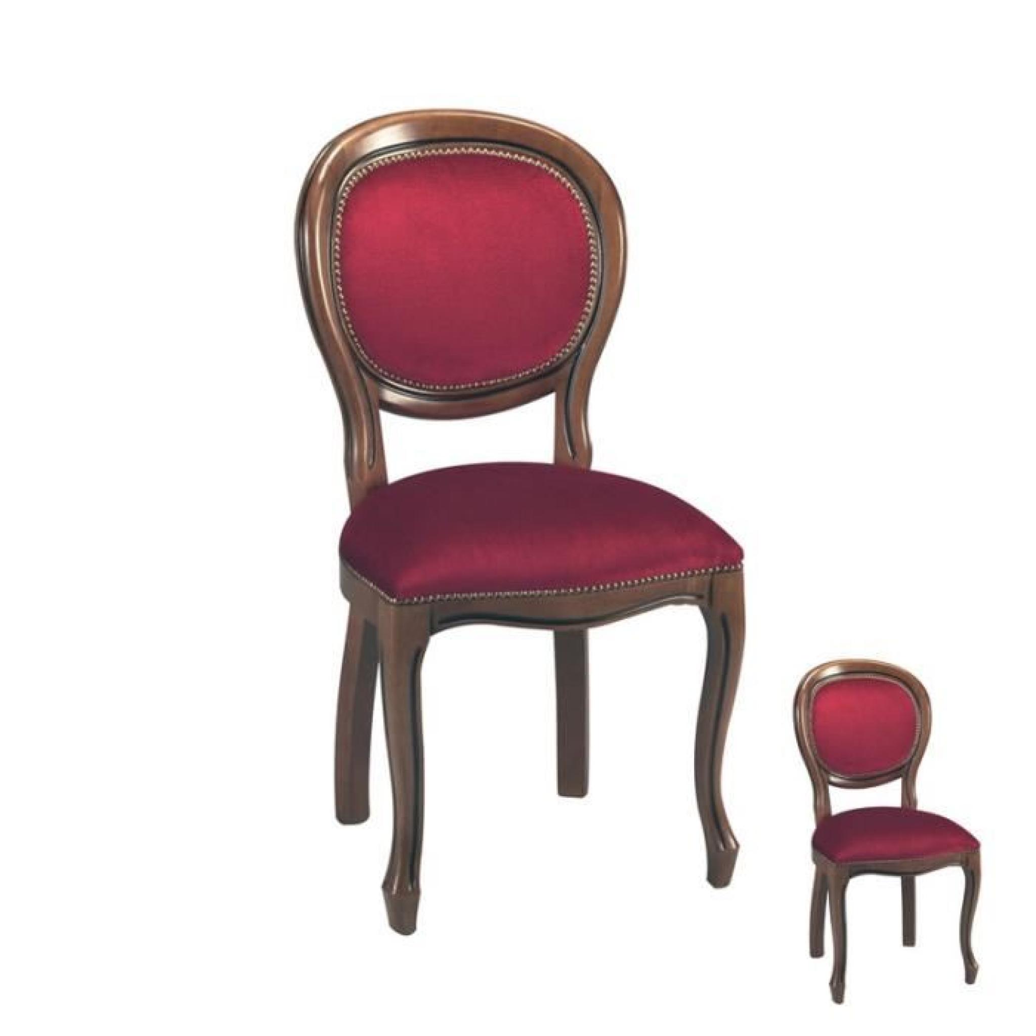 Duo de chaises médaillon Régence velours Bordeaux - RIGO - L 46 x l 54 x H 99 cm