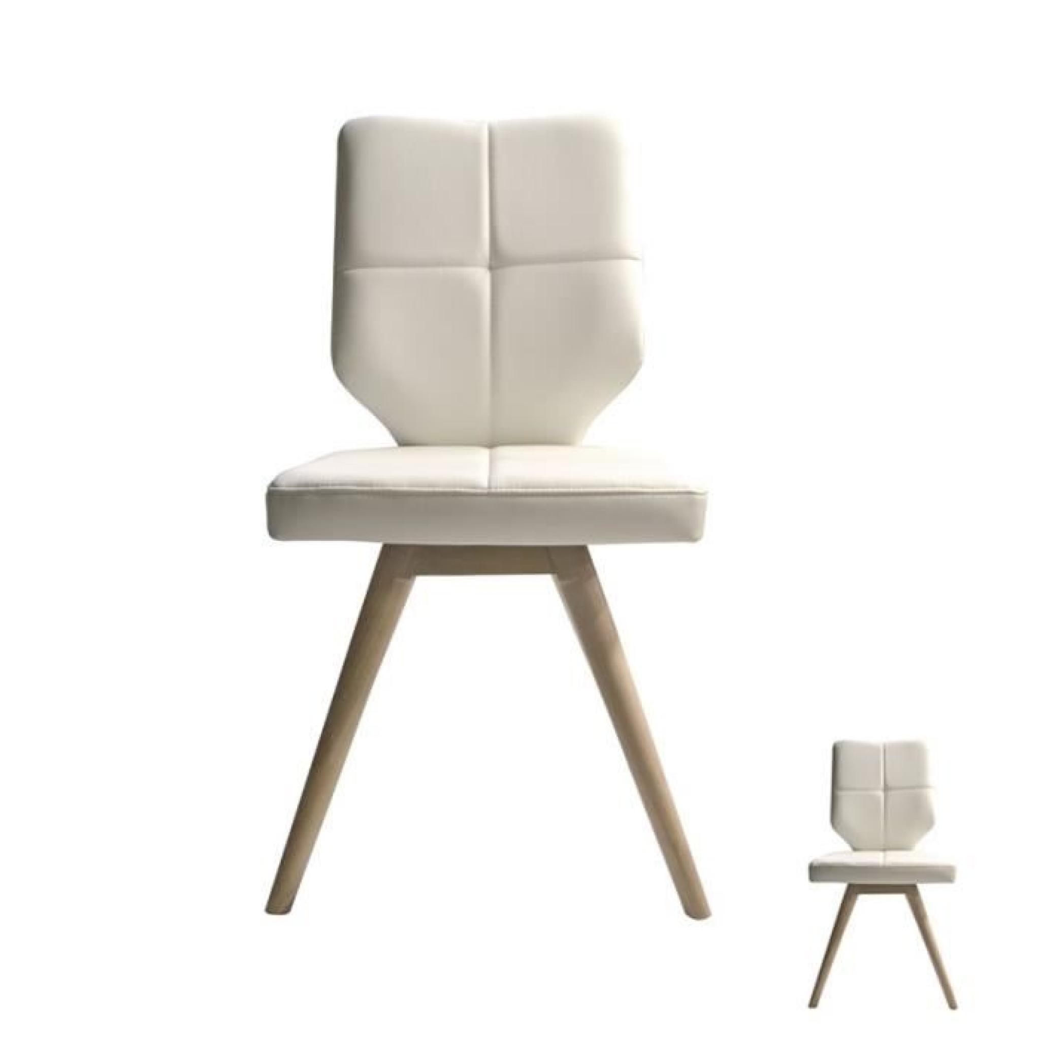 Duo de chaises PU Blanc - DAKAR -  L 46 x l 62 x H 90 cm