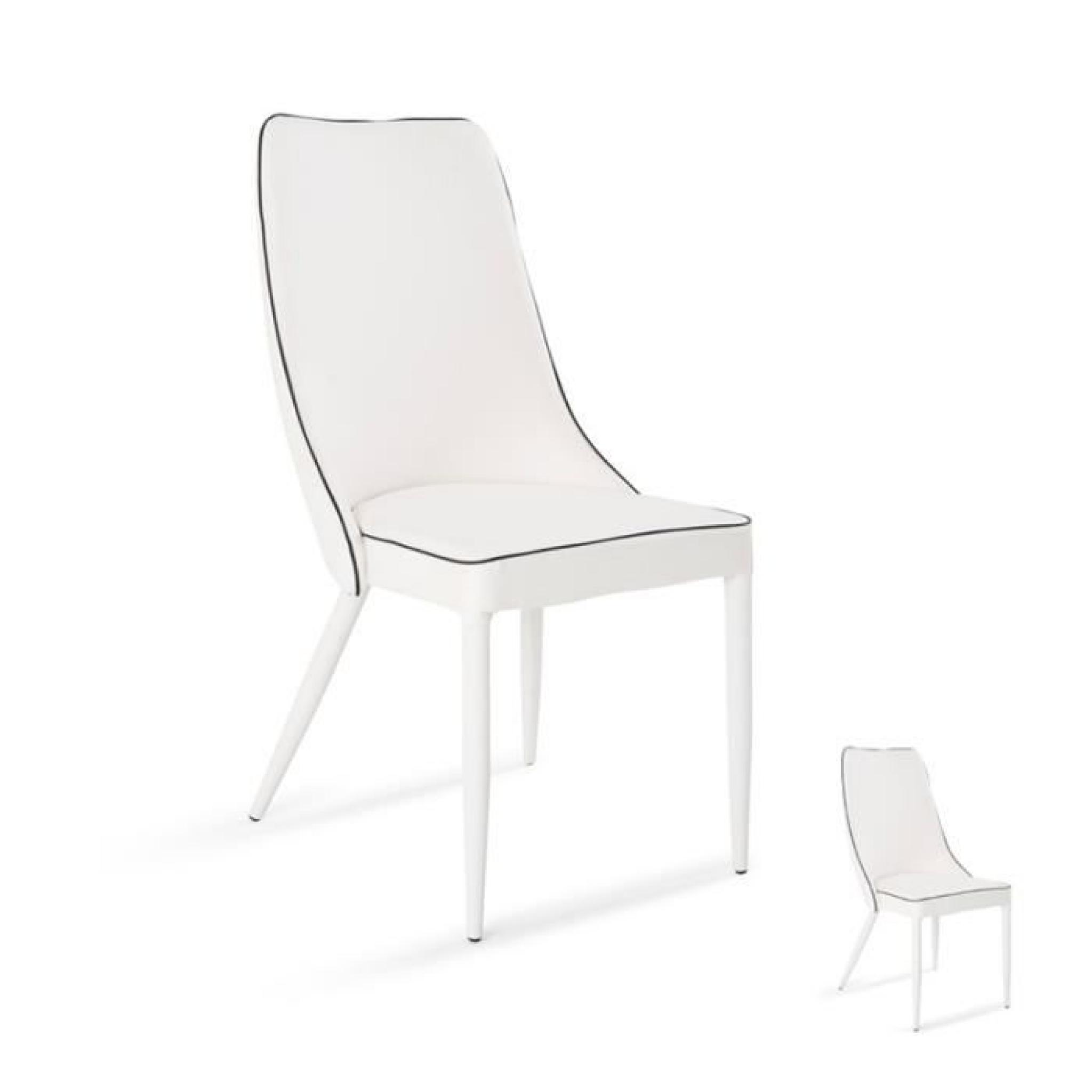 Duo de chaises PU Blanc/Noir - MILAN