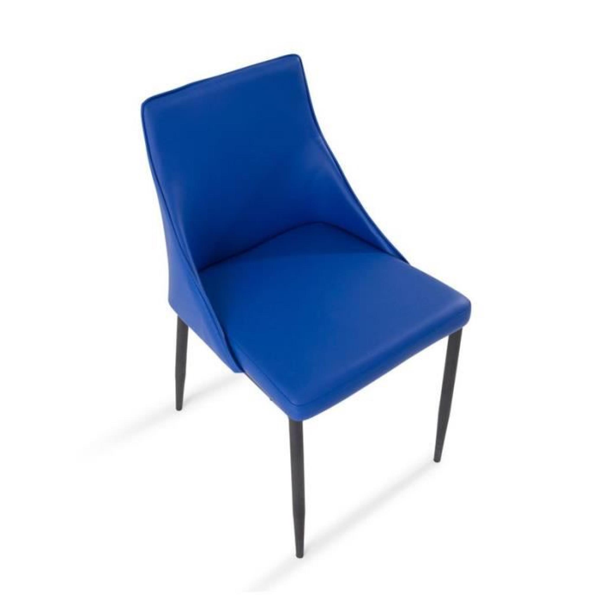 Duo de chaises PU Bleu - GOYA pas cher