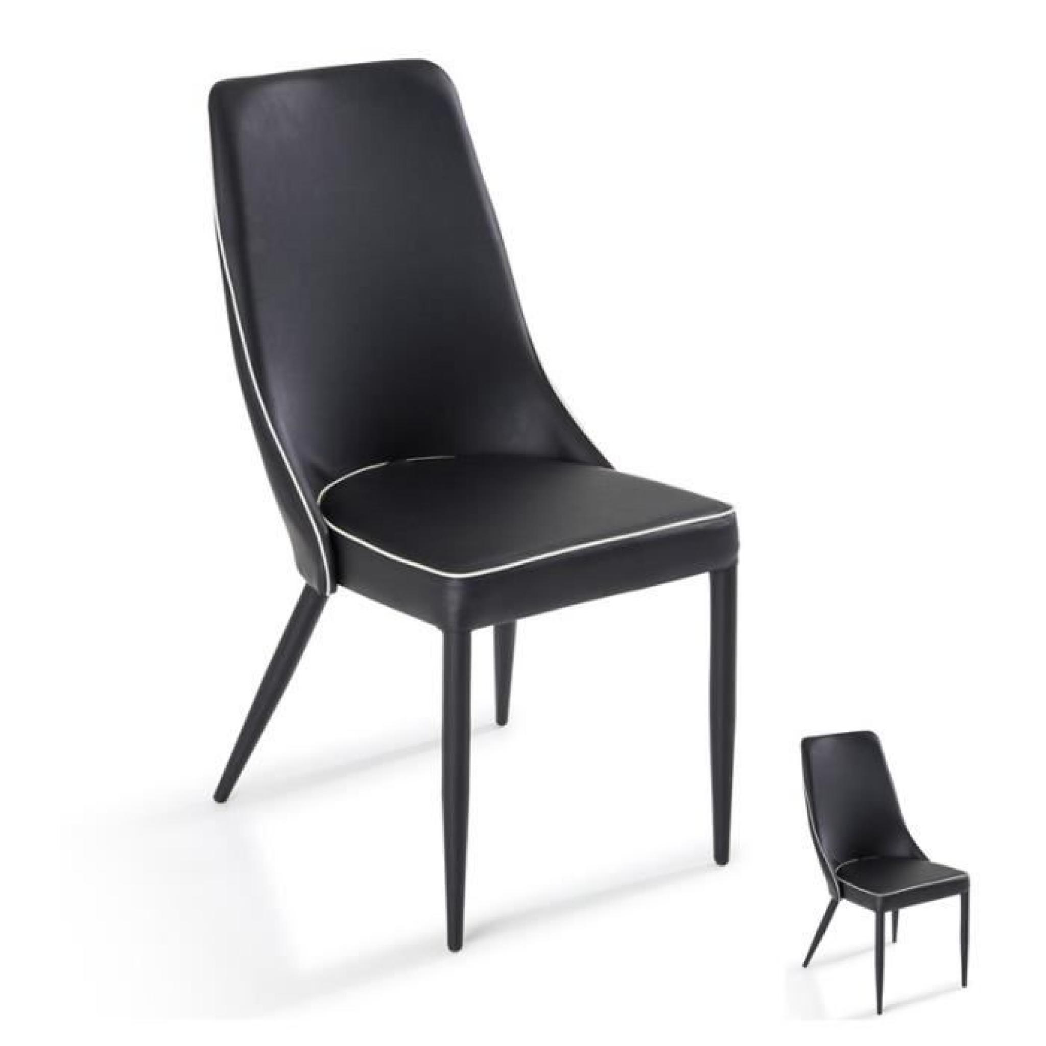 Duo de chaises PU Noir/Blanc - MILAN