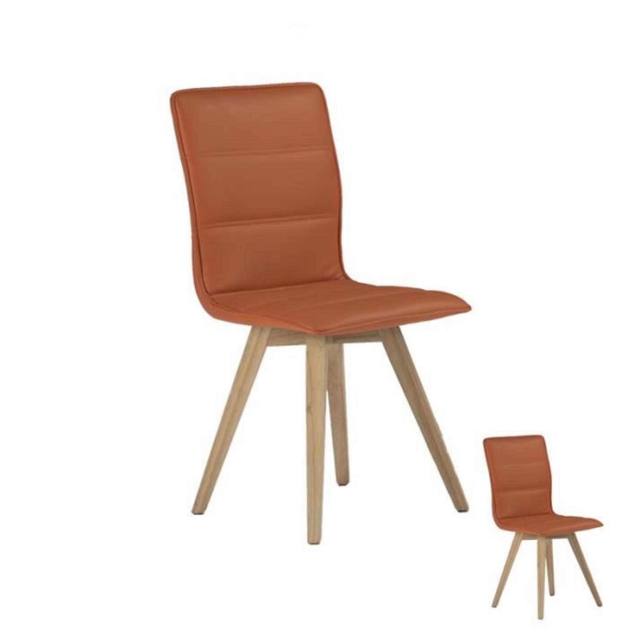 Duo de chaises simili cuir Orange - KANO - L 43 x l 53 x H 88 cm