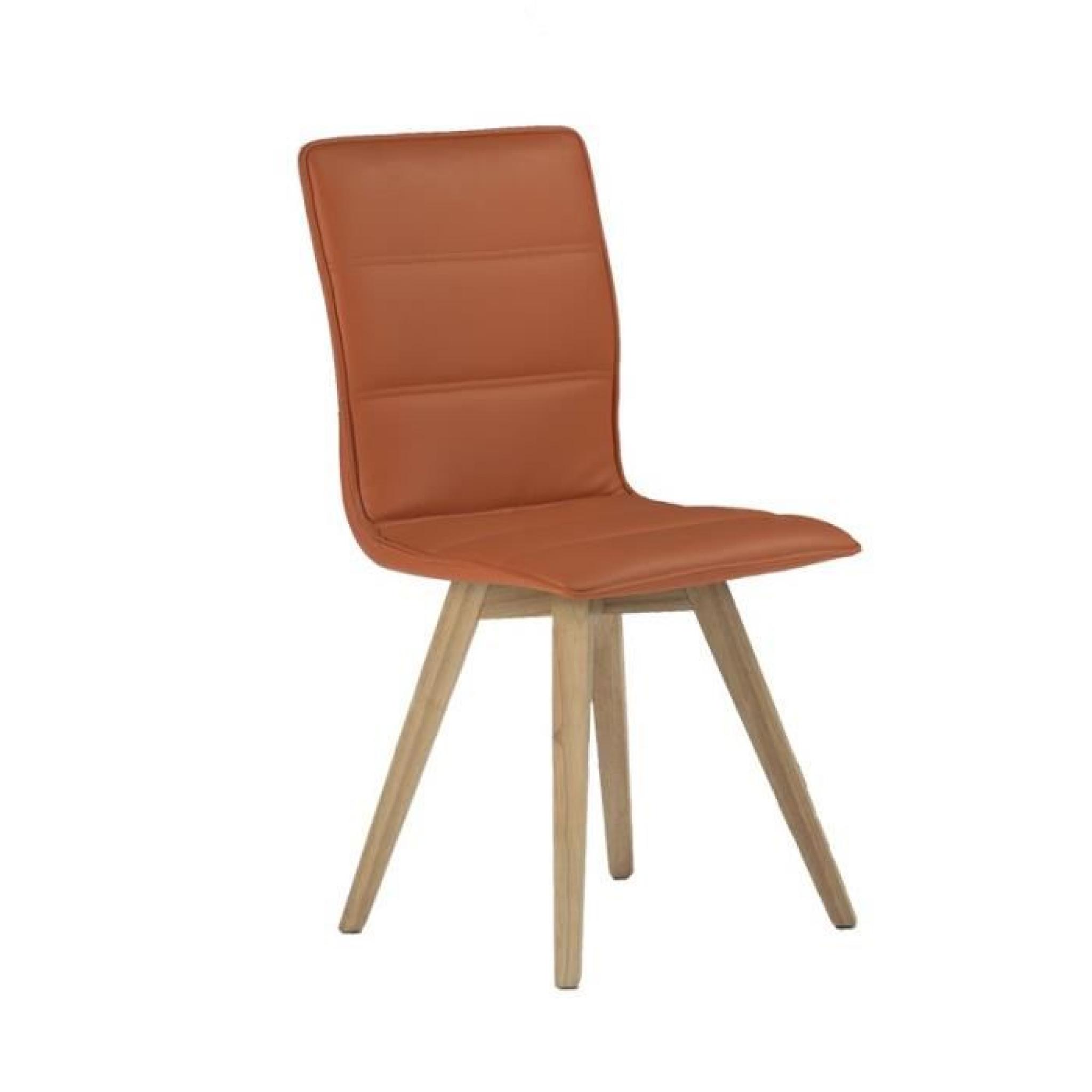 Duo de chaises simili cuir Orange - KANO - L 43 x l 53 x H 88 cm pas cher