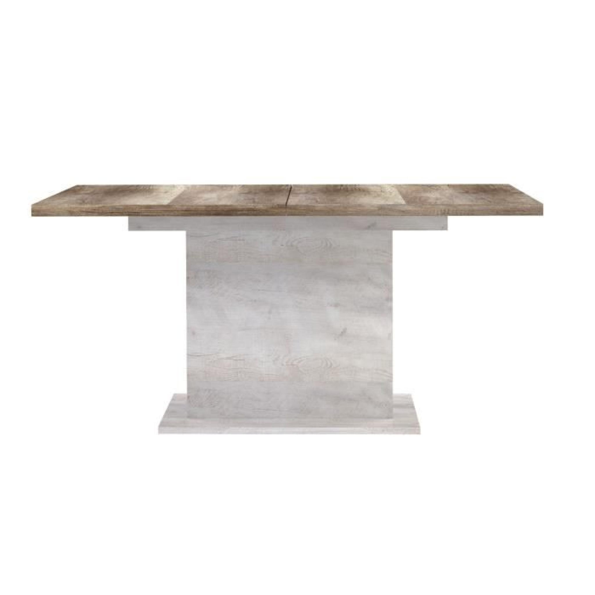 DURO Table extensible 160-200x77cm décor pin blanc et marron pas cher
