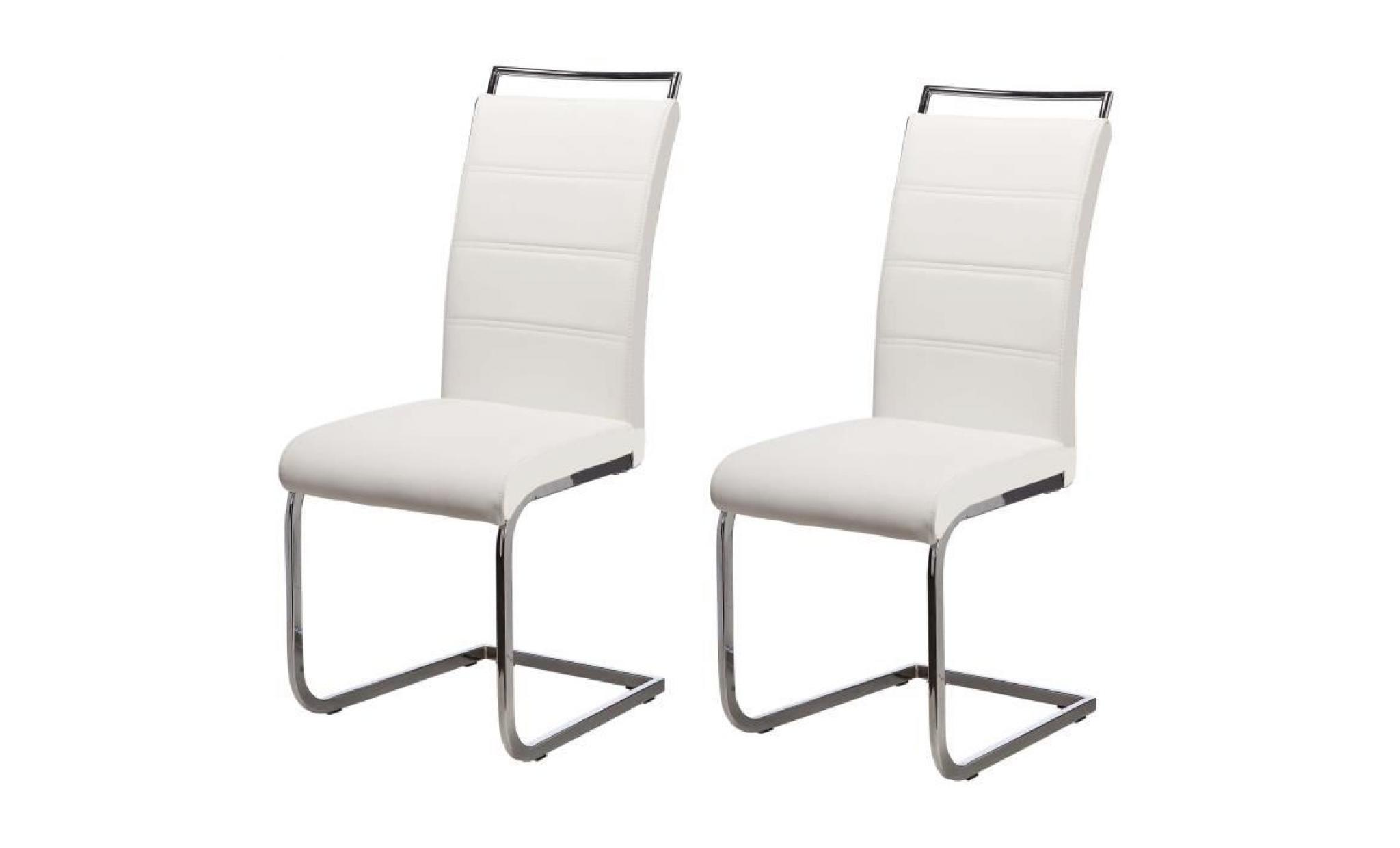 dylan lot de 2 chaises de salle à manger   simili noir et blanc   contemporain   l 42,5  x56 cm