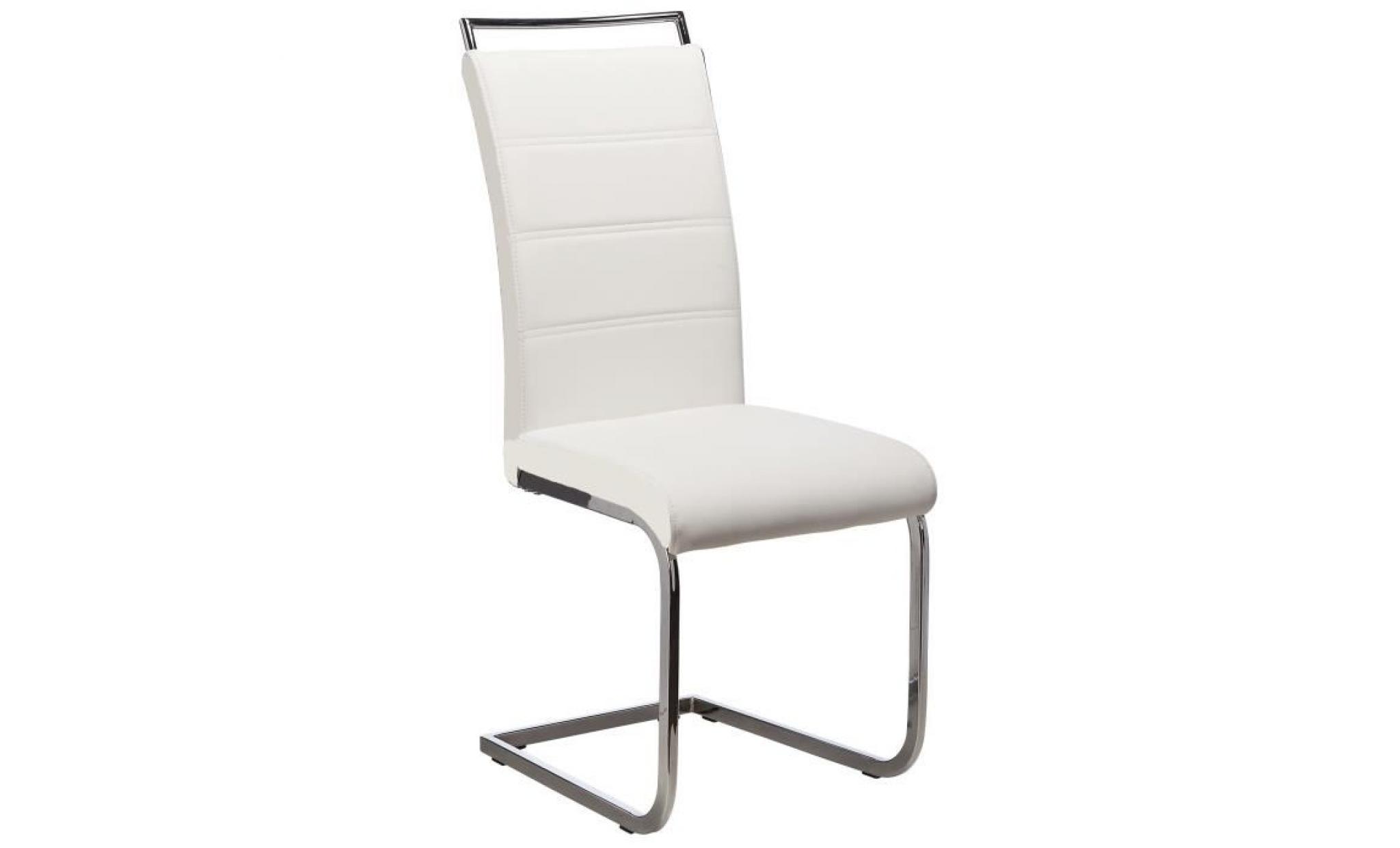 dylan lot de 2 chaises de salle à manger   simili taupe et blanc   contemporain   l 42,5 x p 56 cm pas cher