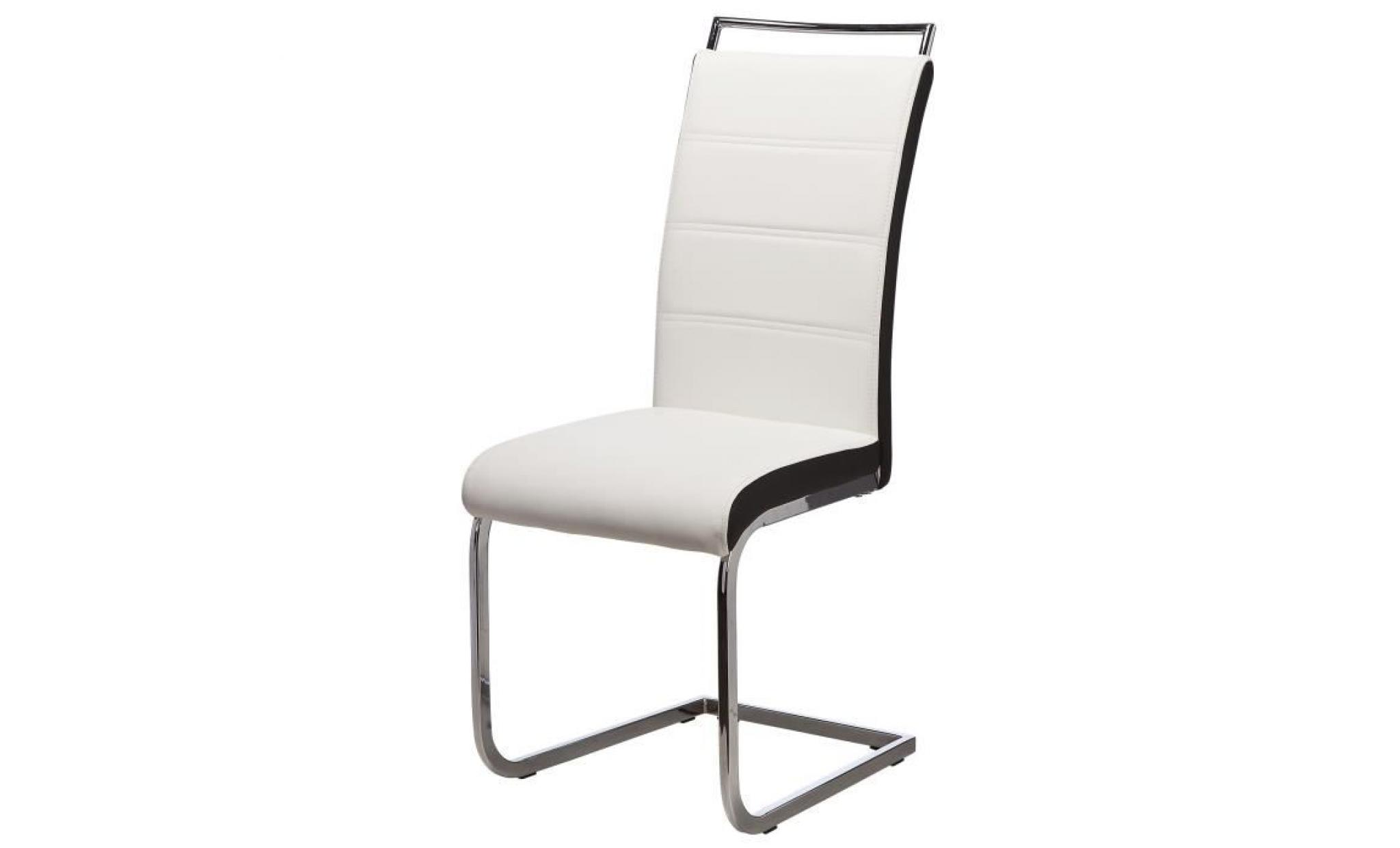 dylan lot de 2 chaises de salle à manger   simili blanc et noir   contemporain   l 42,5 x p 56 cm pas cher