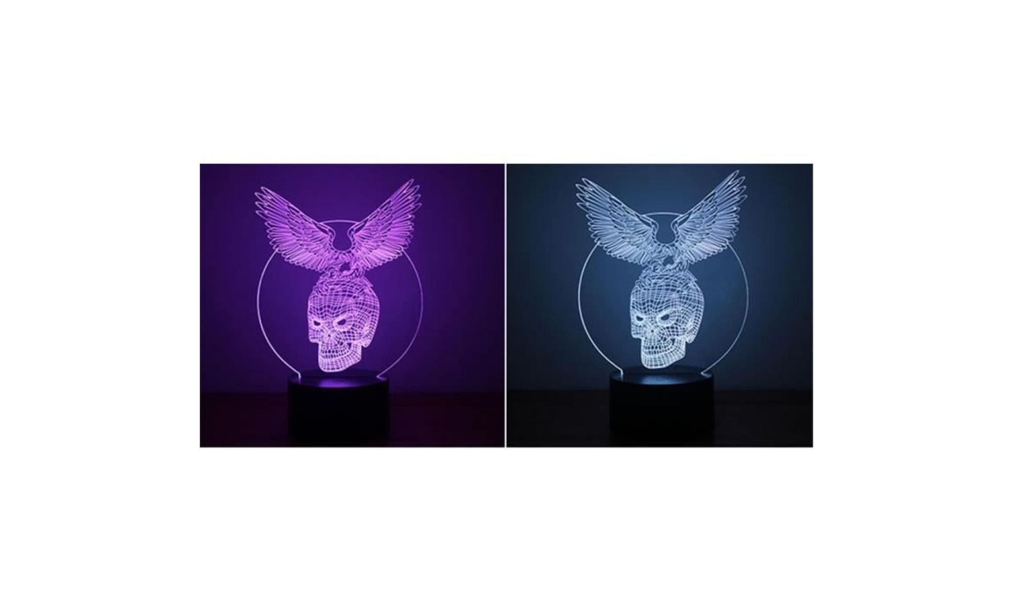eagle skull 3d led night light lampes illusion optique 3d 7 couleurs pour la maison lumière287 pas cher