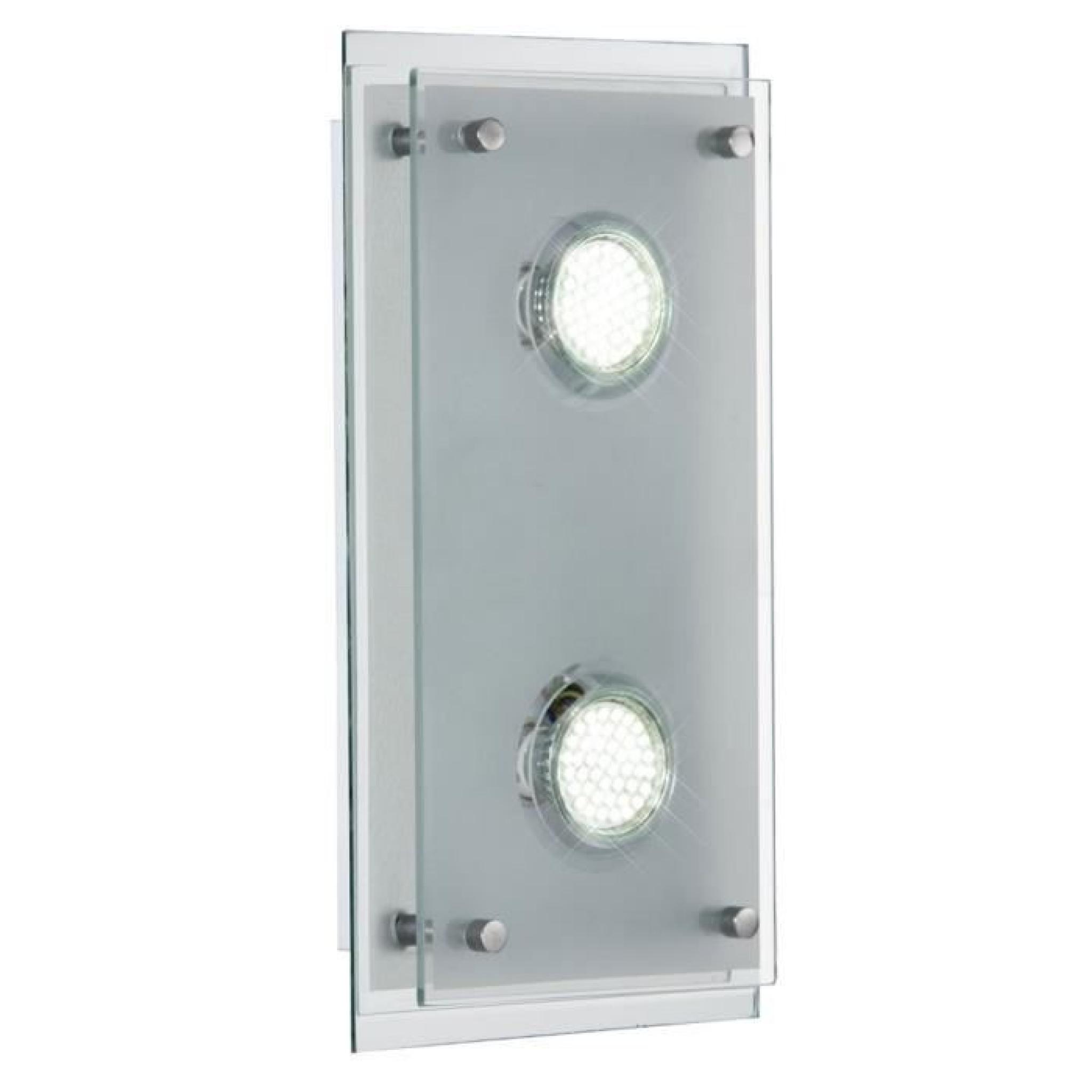 Éclairage plafonnnier DEL 6 watts applique lampe chrome verre clair IP22 3000K Esto 9740030-2