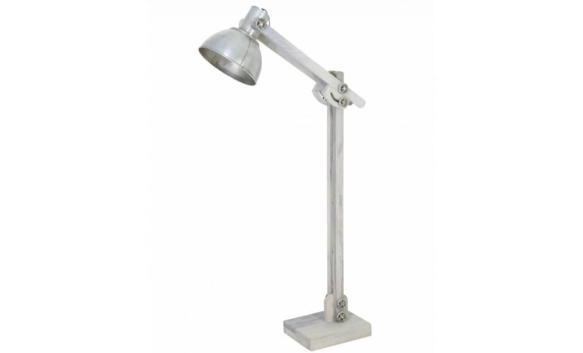 eclairage style industriel edward luminaire d'appoint electrique lampadaire articulé en bois et métal 16x84x125cm blanc