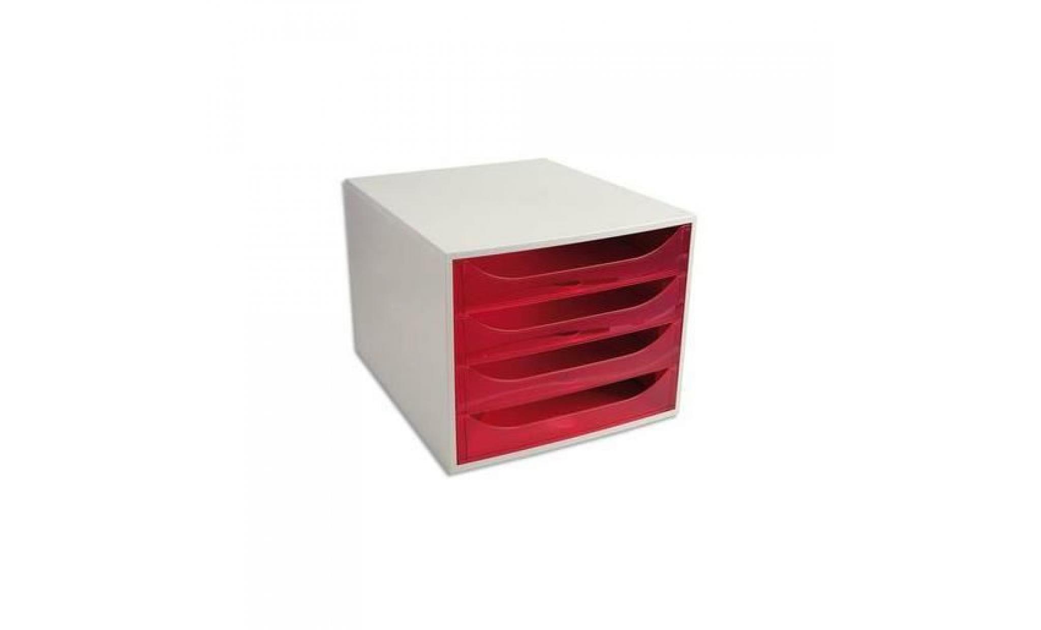 ecobox caisson 4 tiroirs office gris/framboise transparent