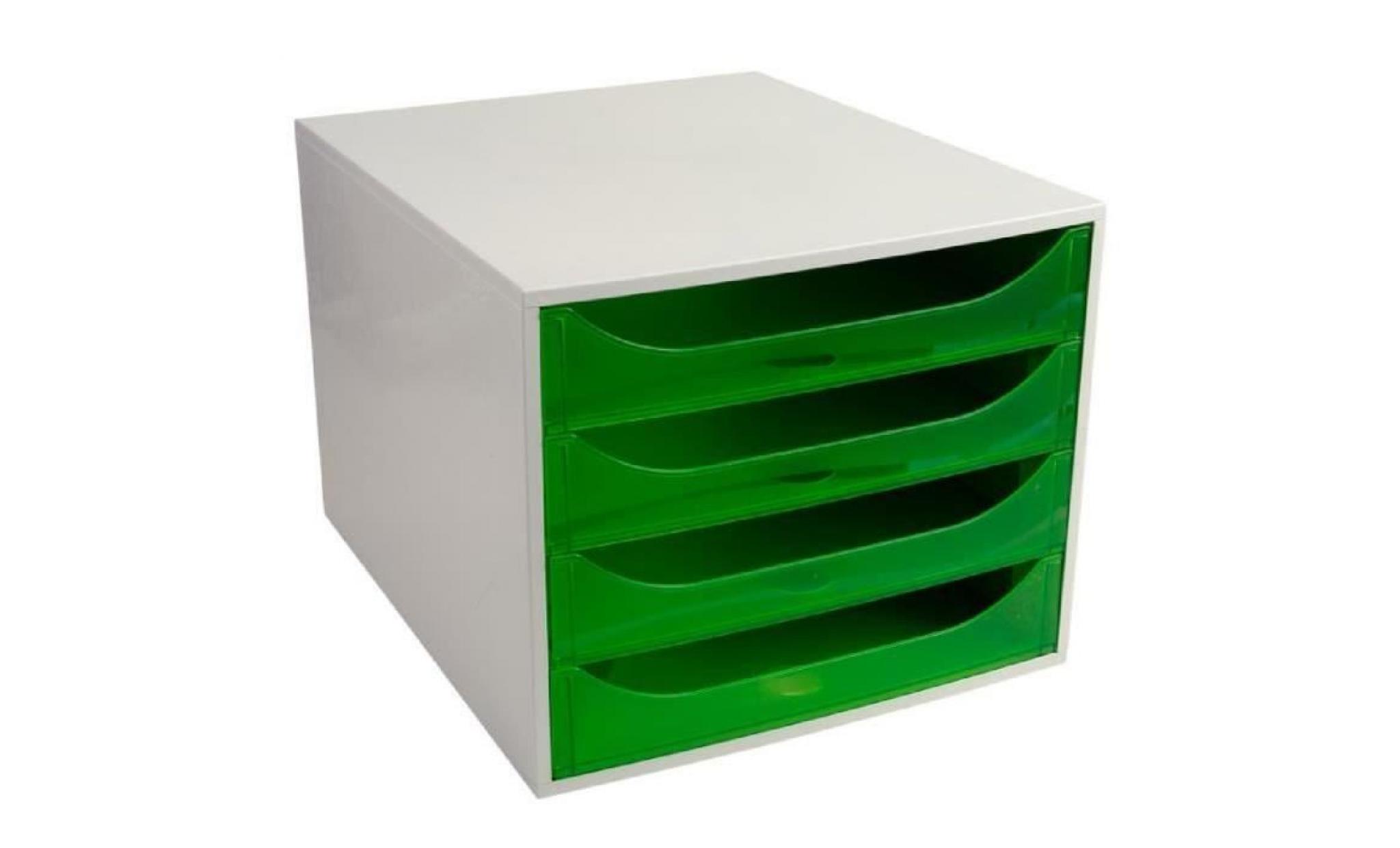 ecobox caisson 4 tiroirs office gris/vert pomme transparent
