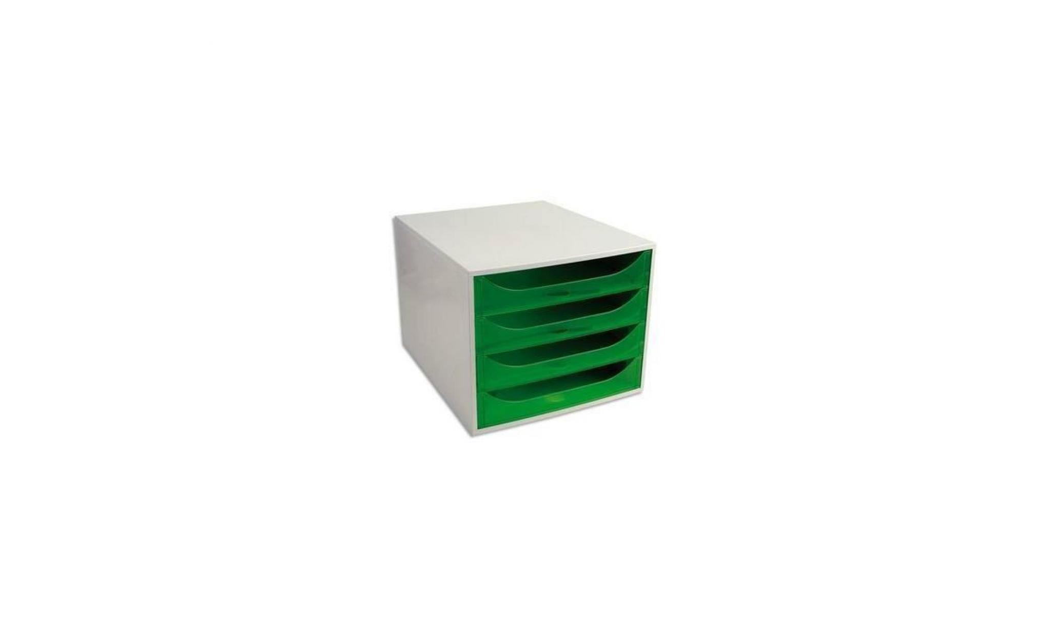 ecobox caisson 4 tiroirs office gris/vert pomme transparent pas cher