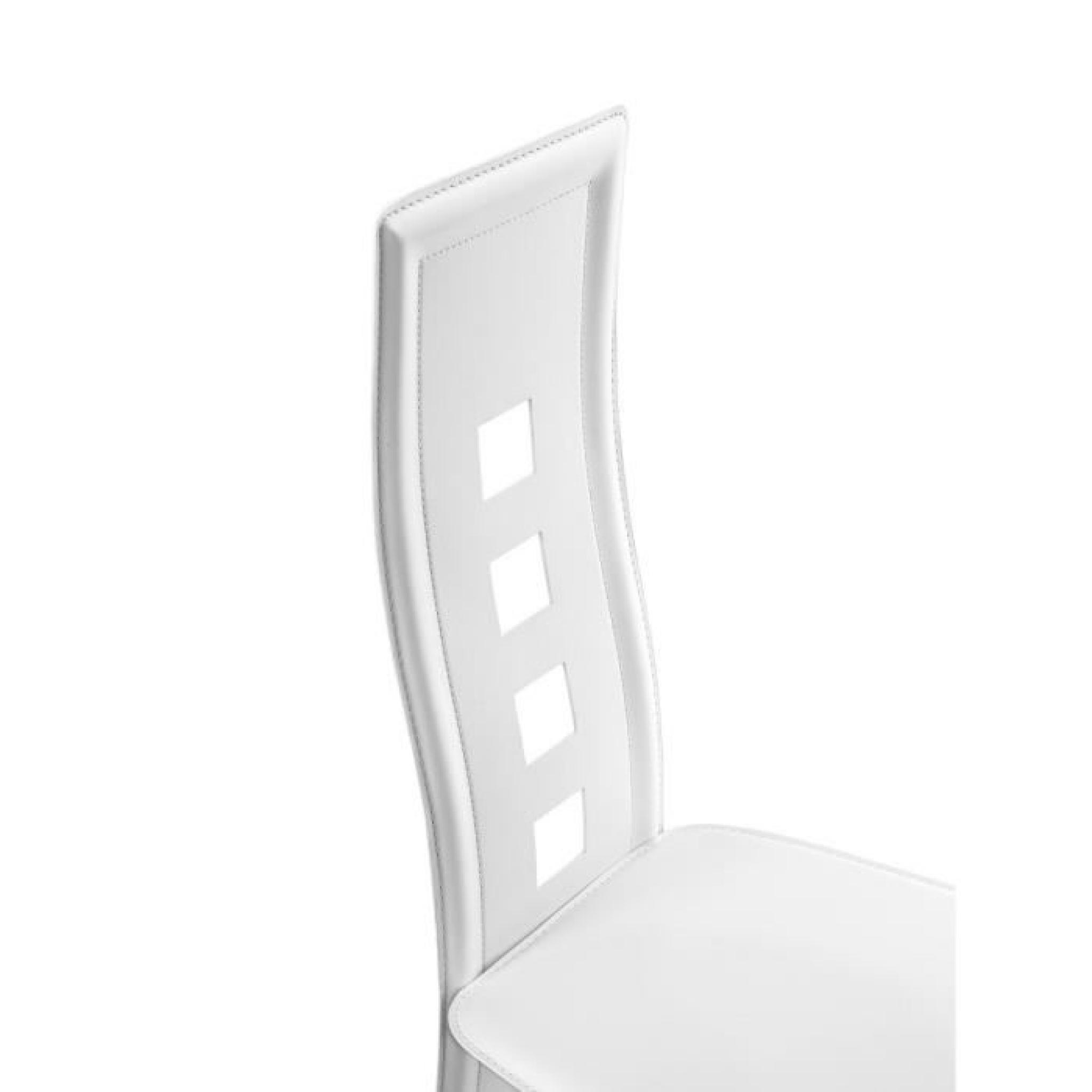 EIFFEL lot de 2 chaises de salle à manger blanches  simili et aluminium - Design pas cher