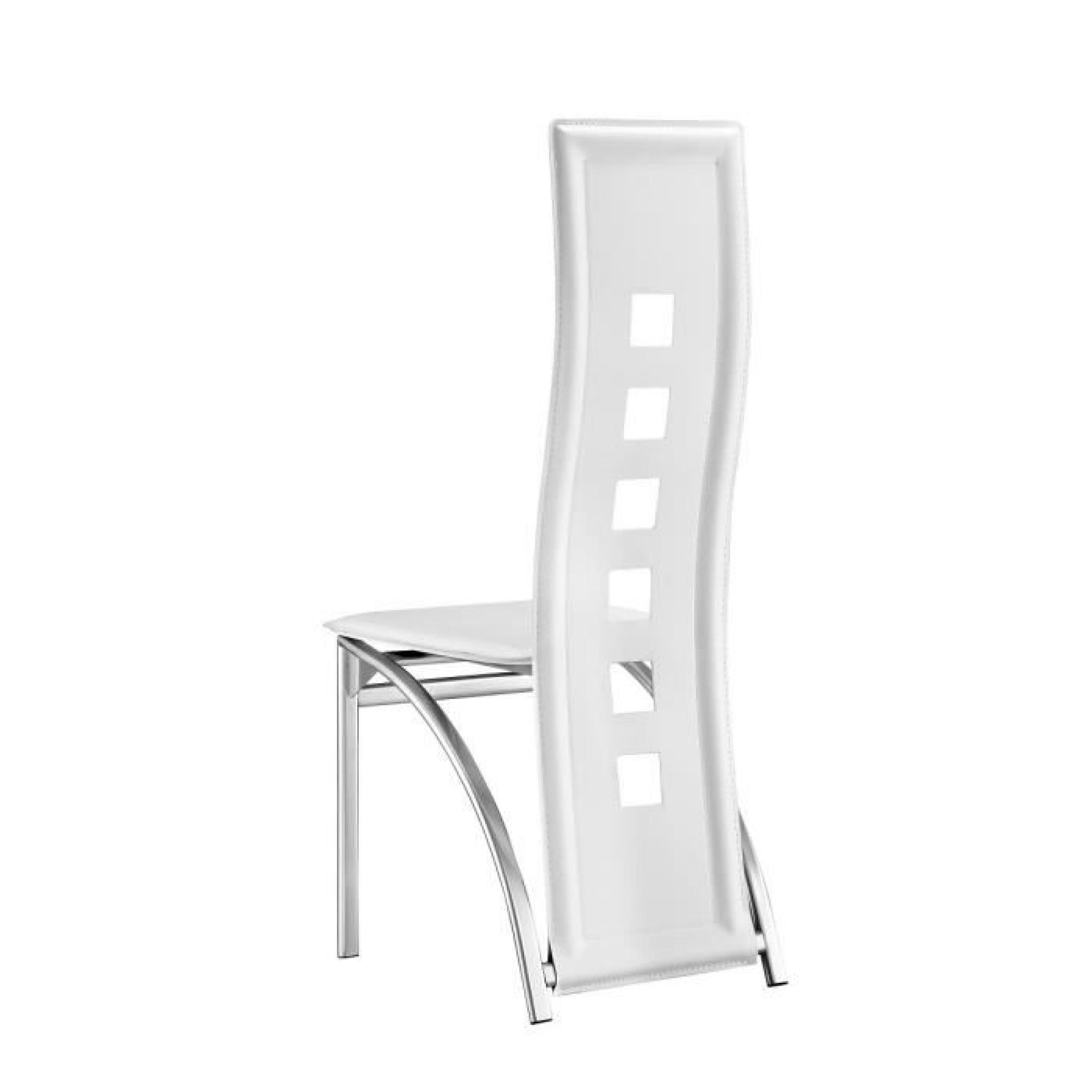 EIFFEL lot de 2 chaises de salle à manger blanches  simili et aluminium - Design pas cher