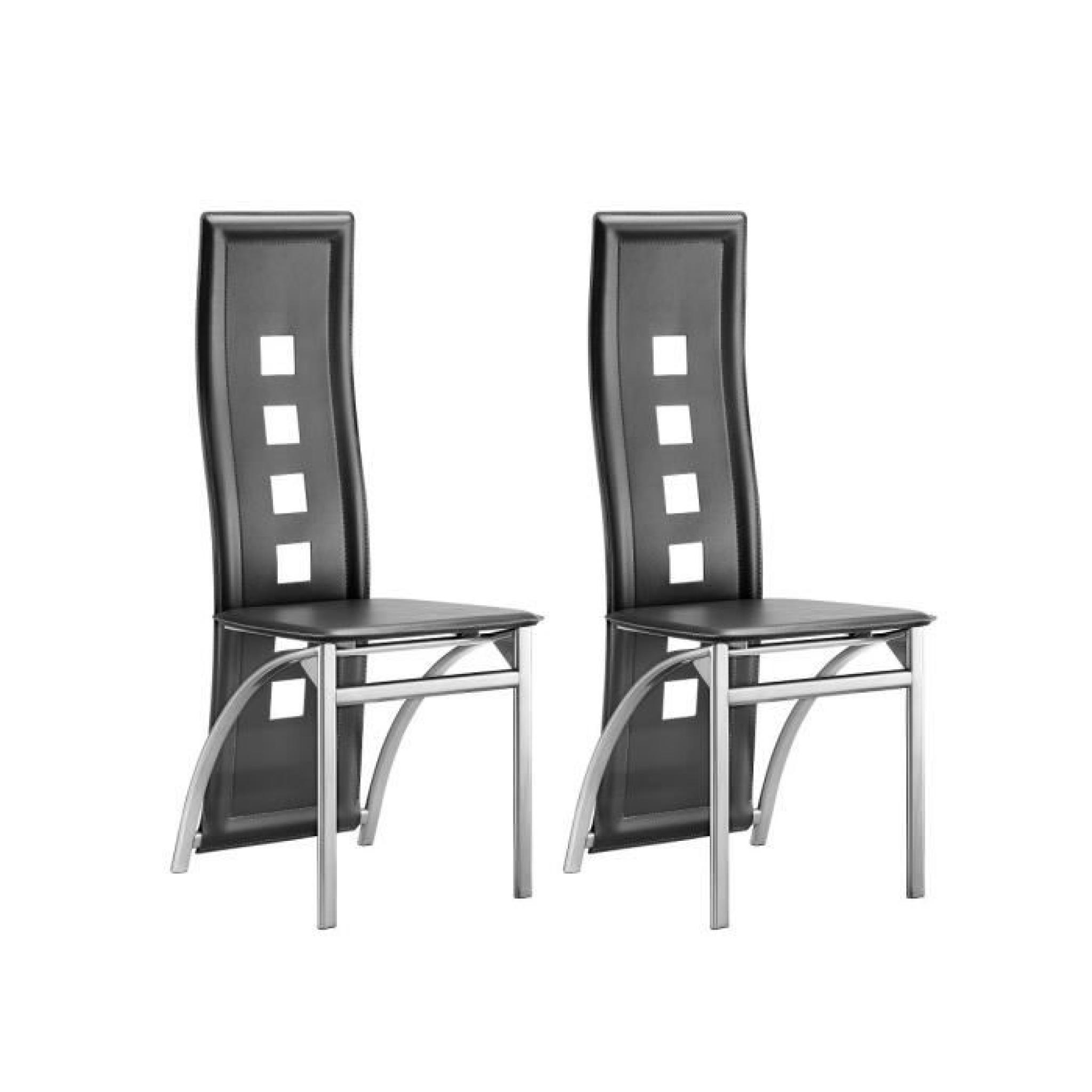 EIFFEL lot de 2 chaises de salle à manger grises  simili et aluminium - Design