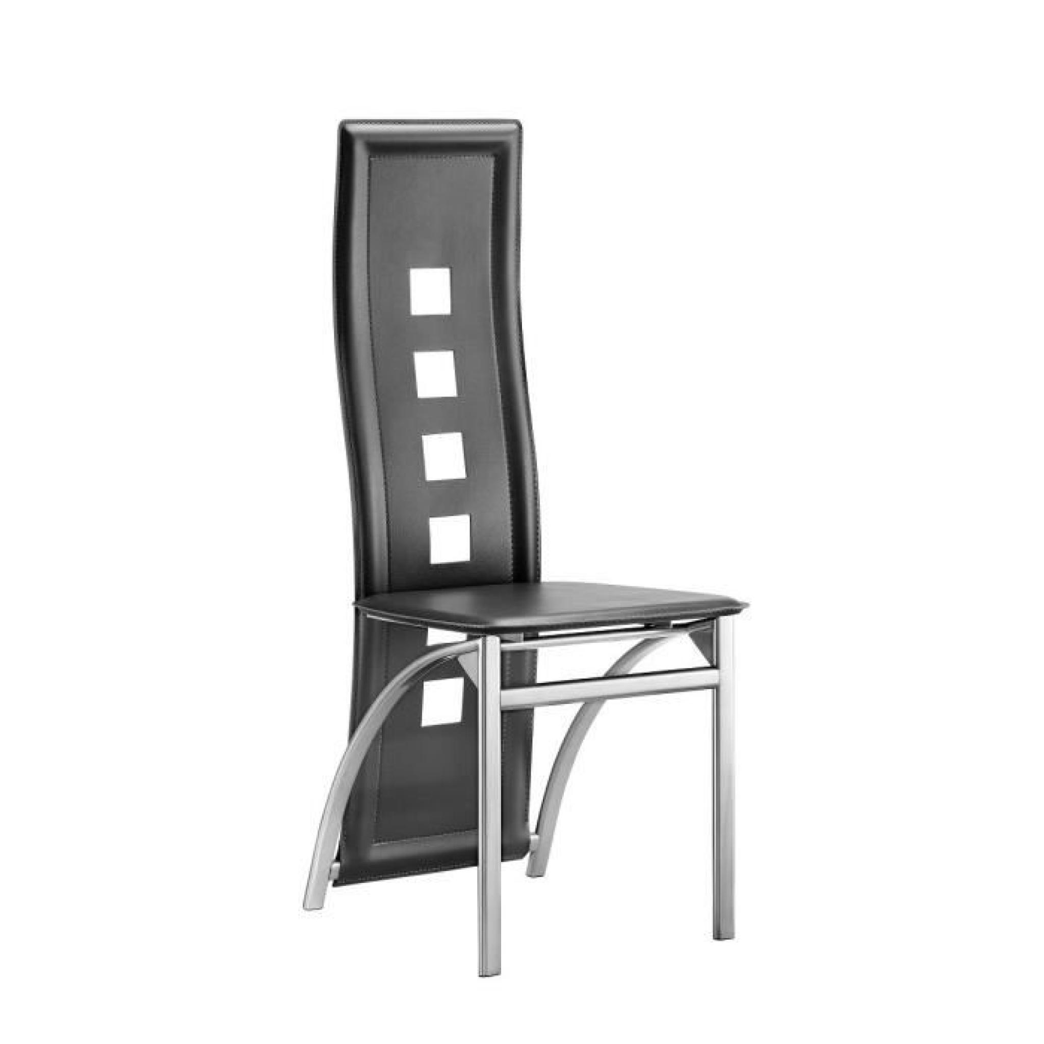 EIFFEL lot de 2 chaises de salle à manger grises  simili et aluminium - Design pas cher