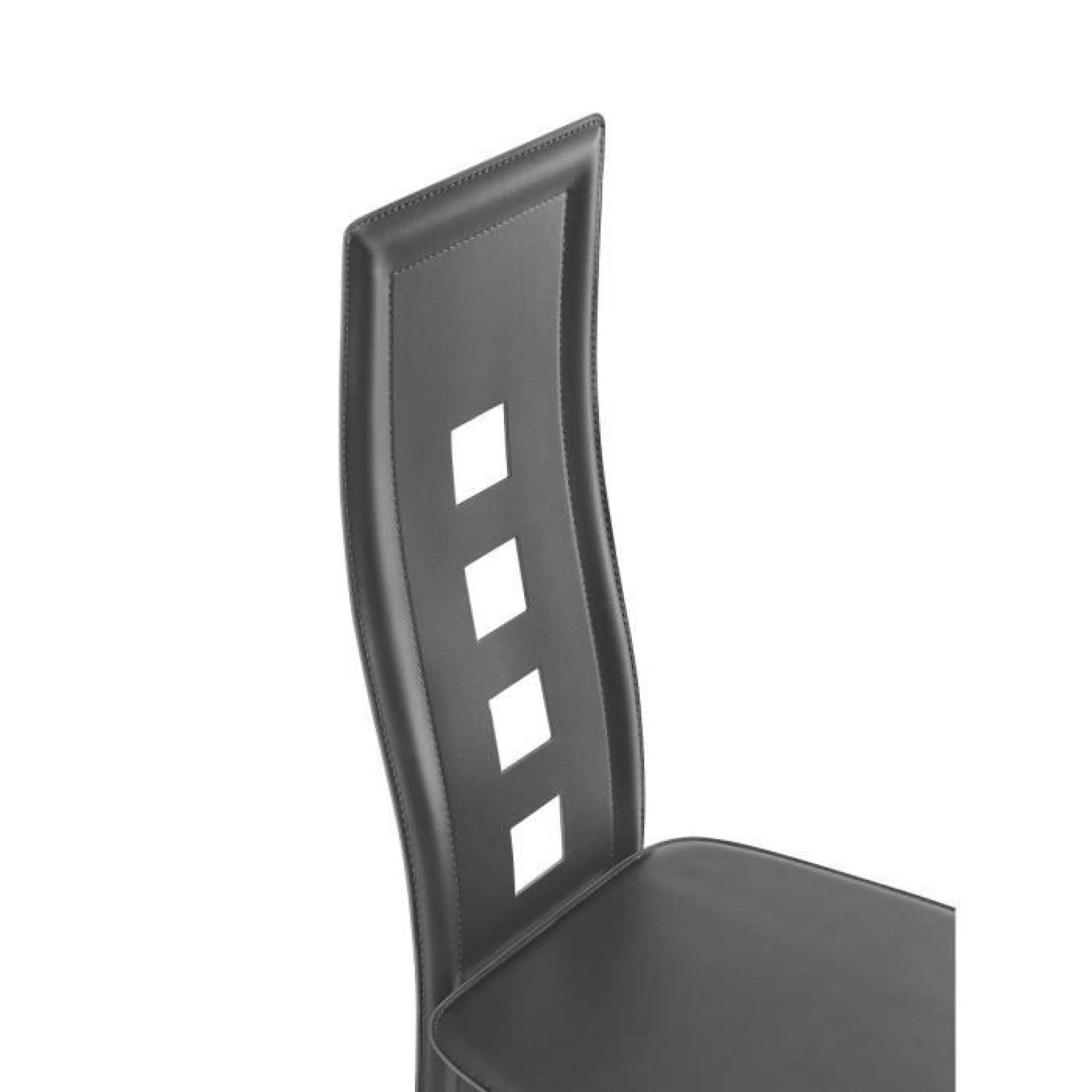 EIFFEL lot de 2 chaises de salle à manger grises  simili et aluminium - Design pas cher