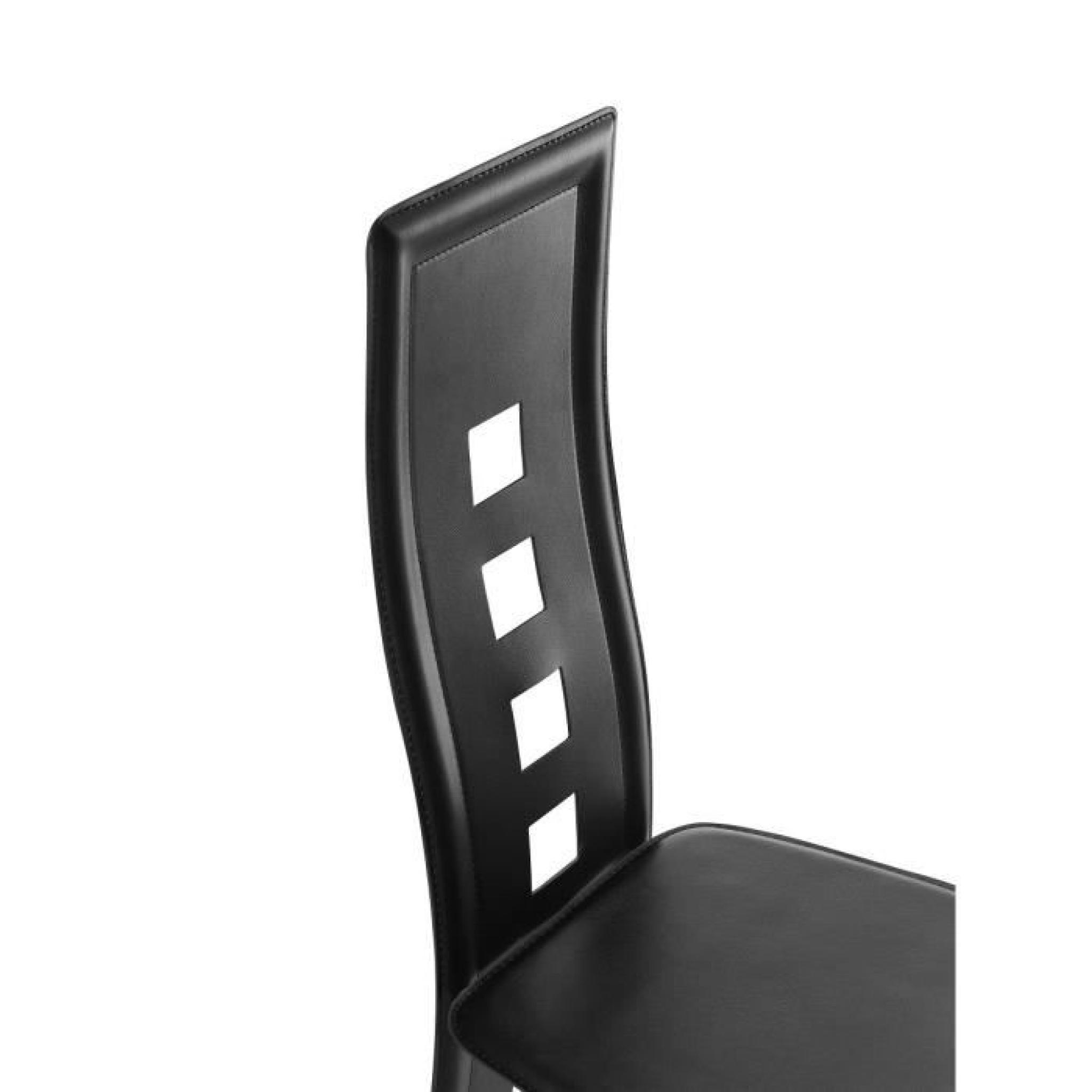 EIFFEL lot de 2 chaises de salle à manger noires  simili et aluminium - Design pas cher