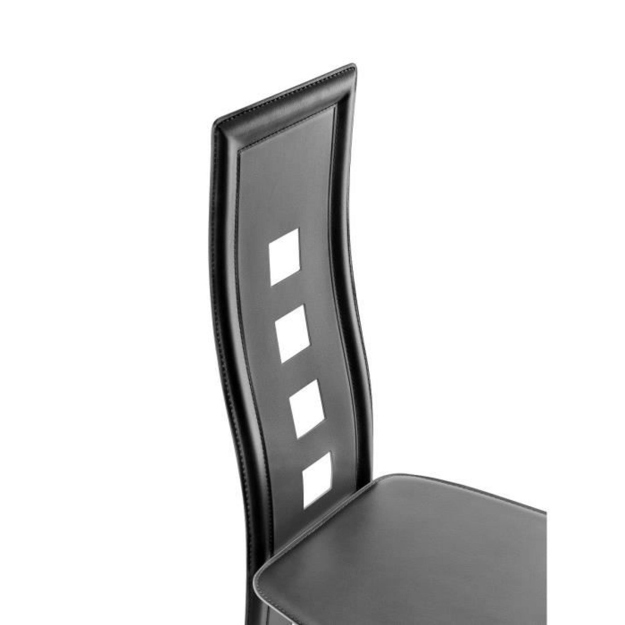 EIFFEL lot de 2 chaises de salle à manger noires et blanches simili et aluminium - Design pas cher
