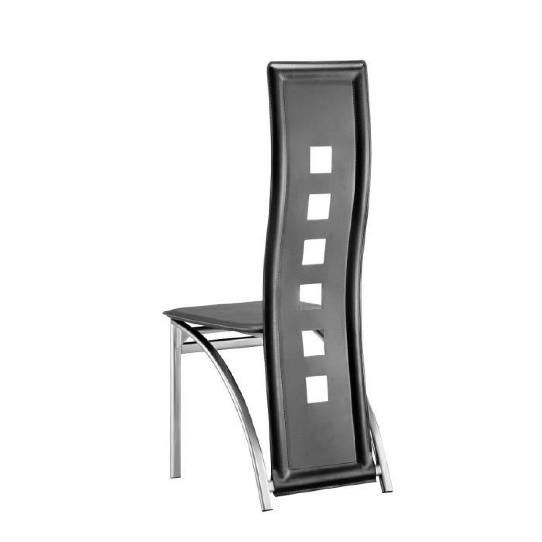 EIFFEL lot de 2 chaises de salle à manger noires et blanches simili et aluminium - Design pas cher