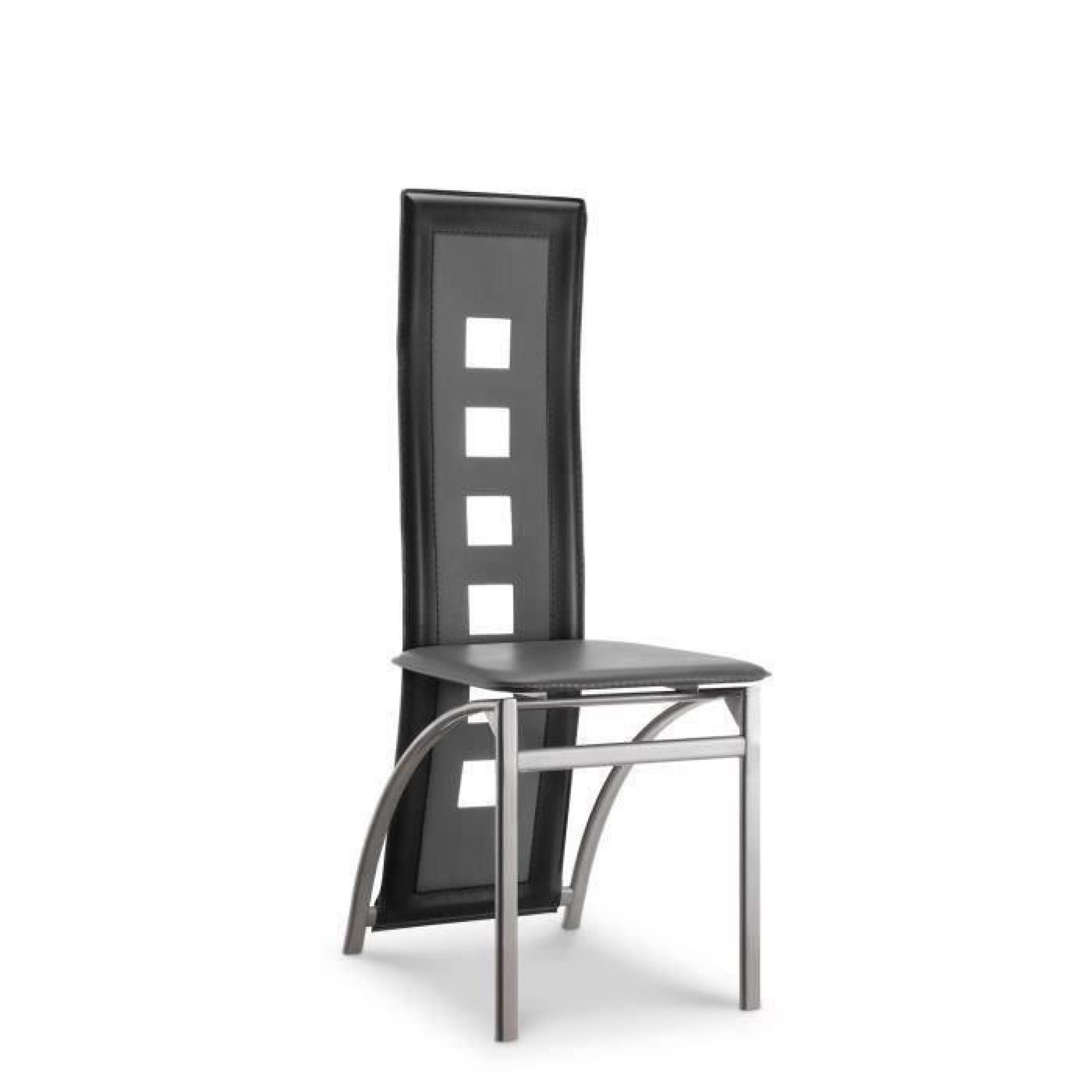 EIFFEL lot de 4 chaises de salle à manger noires et blanches  simili et aluminium - Design pas cher