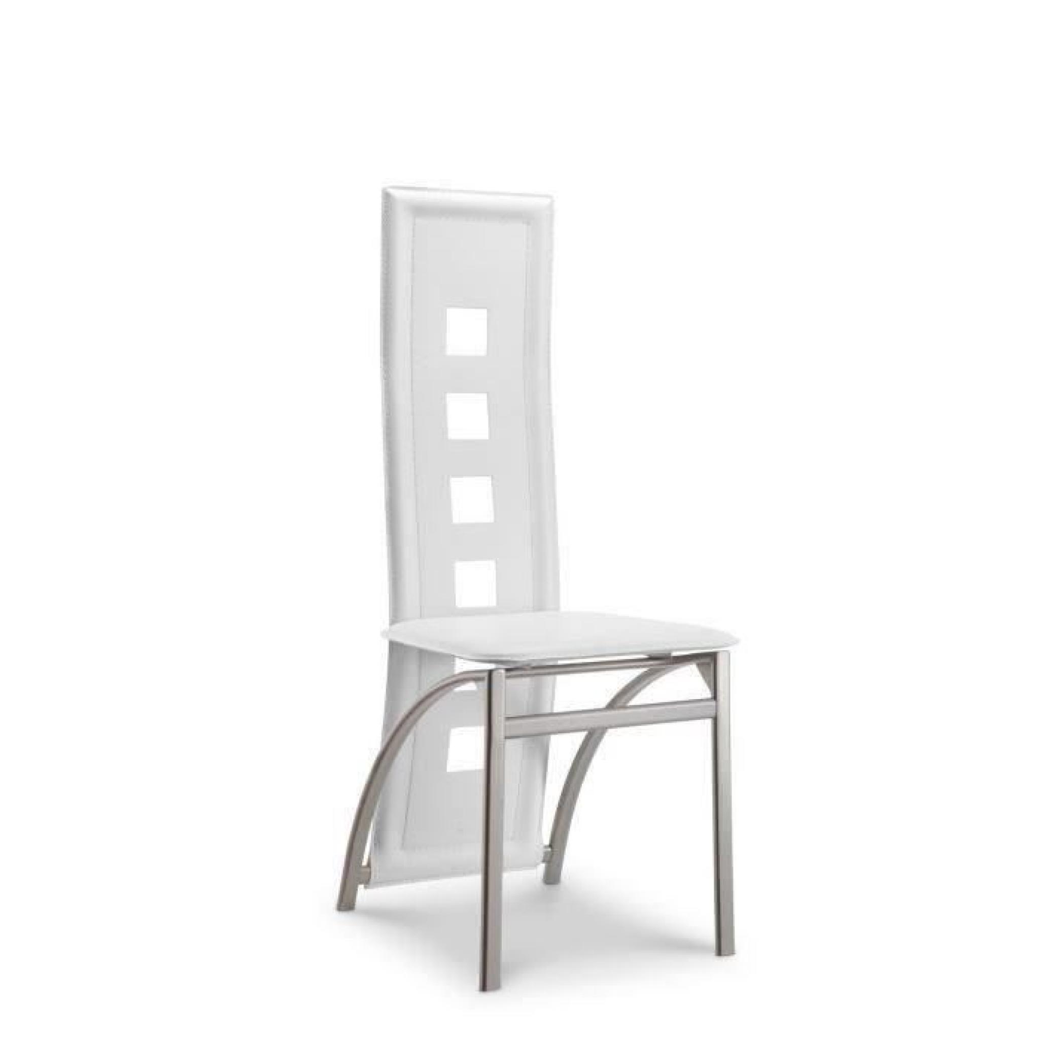 EIFFEL lot de 6 chaises de salle à manger blanches et grises simili et aluminium - Design pas cher