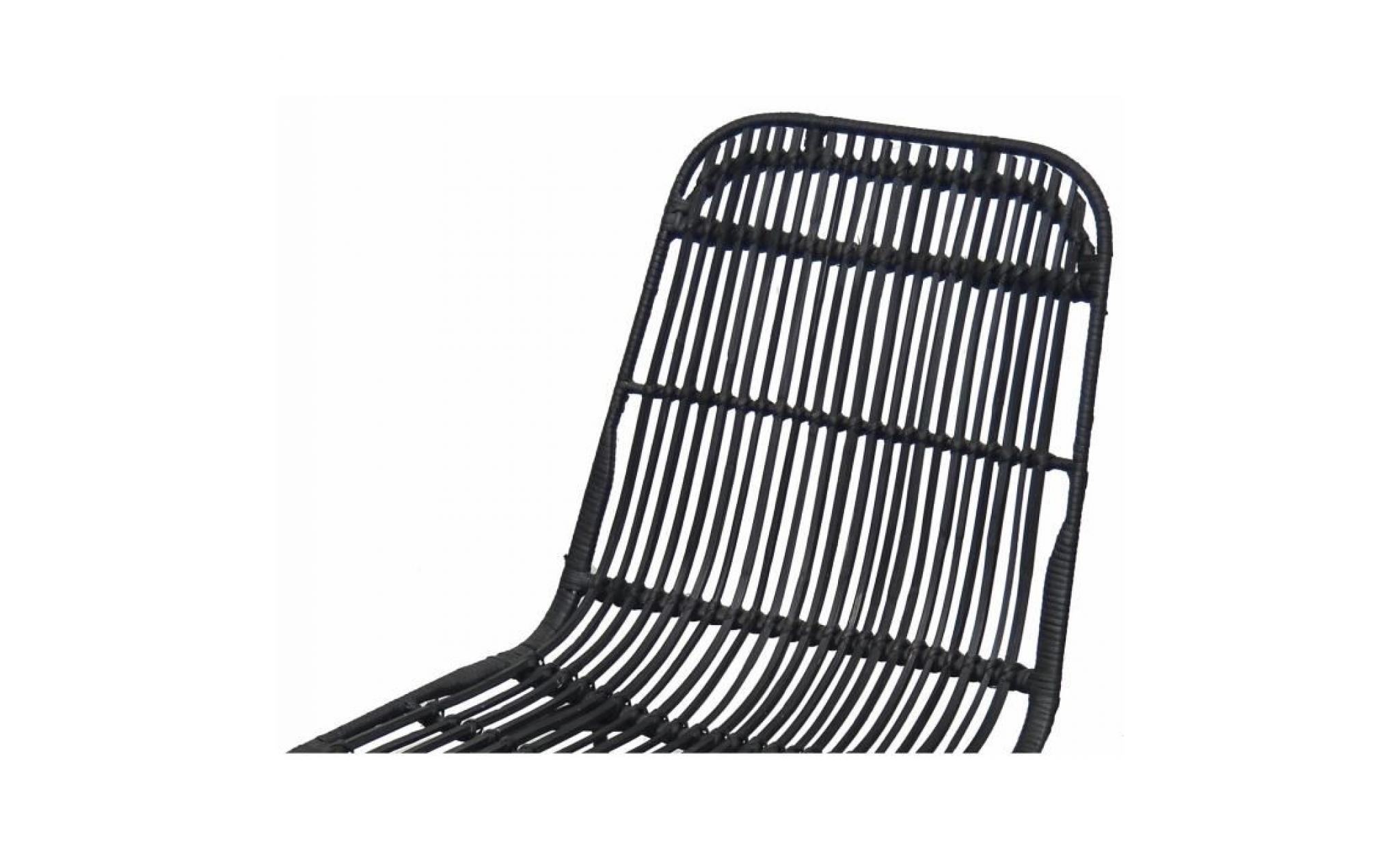 elia lot de 2 chaises en rotin noir   pieds en métal   ethnique   l 44 x p 40 cm pas cher