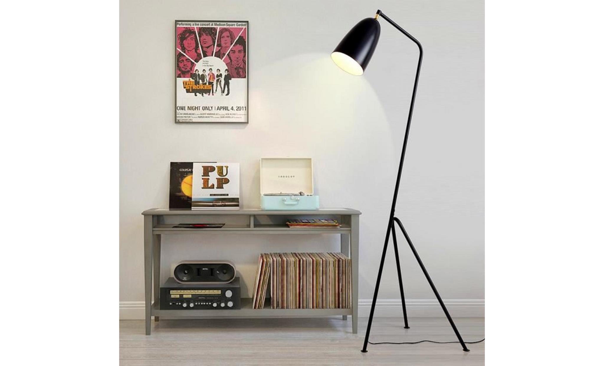 elinkume lampadaires trépieds e27 moderne design noir fer debout lampe réglable lampe de plancher lampadaire