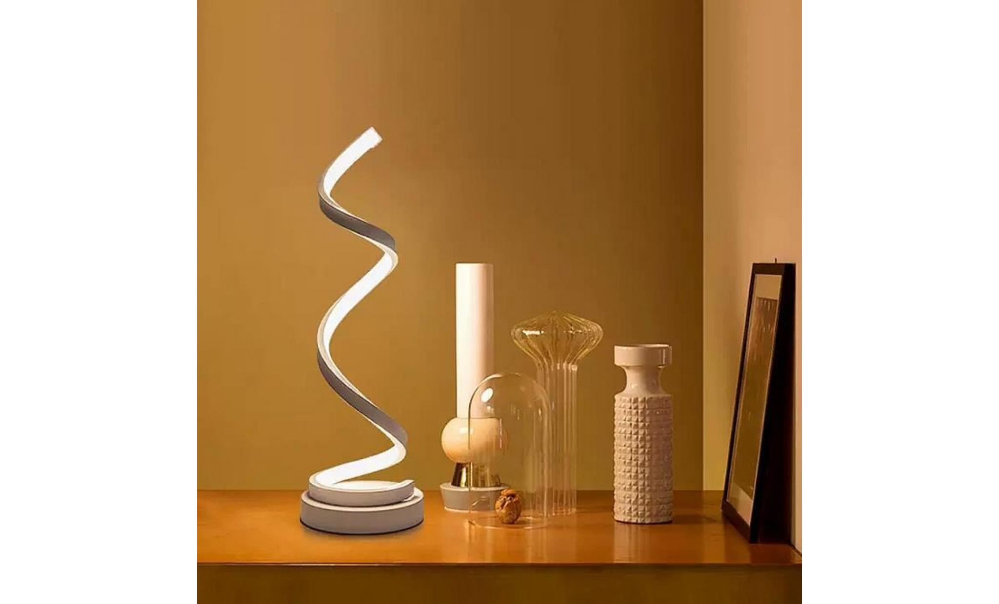 elinkume spirale led lampe de bureau 12w blanc chaud dimming incurvée lampe de table led design minimaliste  creative acrylique pas cher