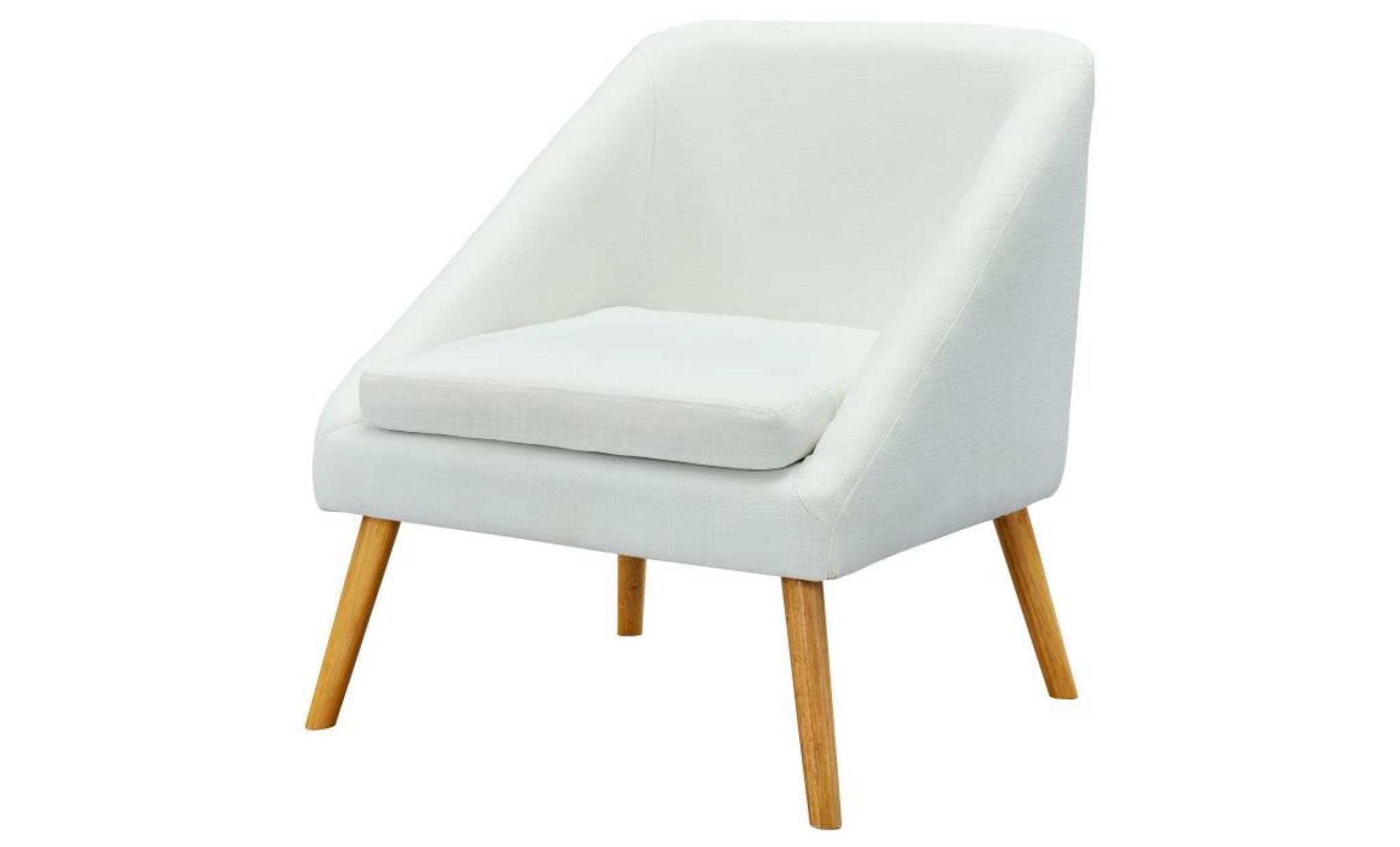 elsa fauteuil   tissu polyester blanc cassé   scandinave   l 71 x p 70 cm