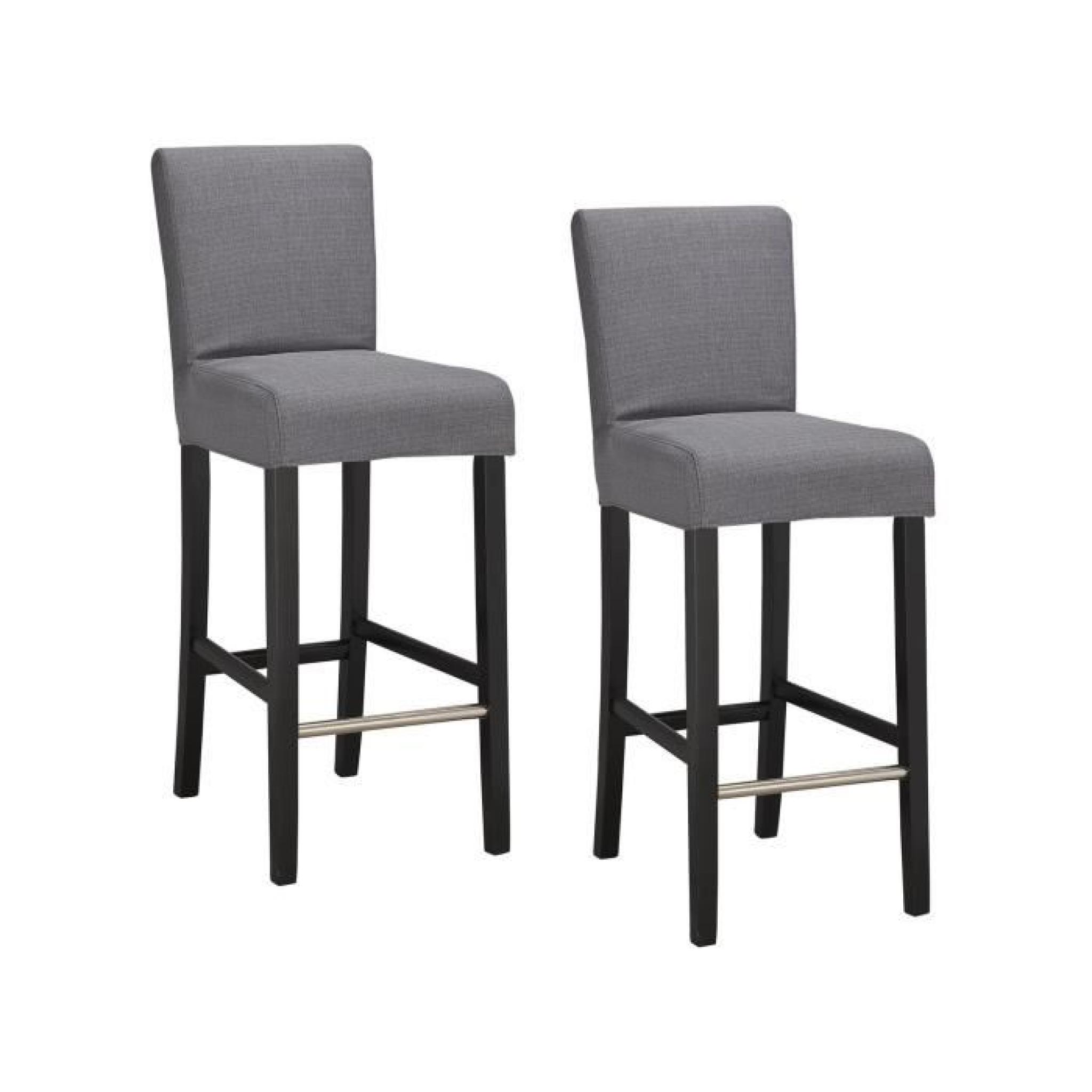 ELVIS Lot de 2 chaises de bar déhoussables grises