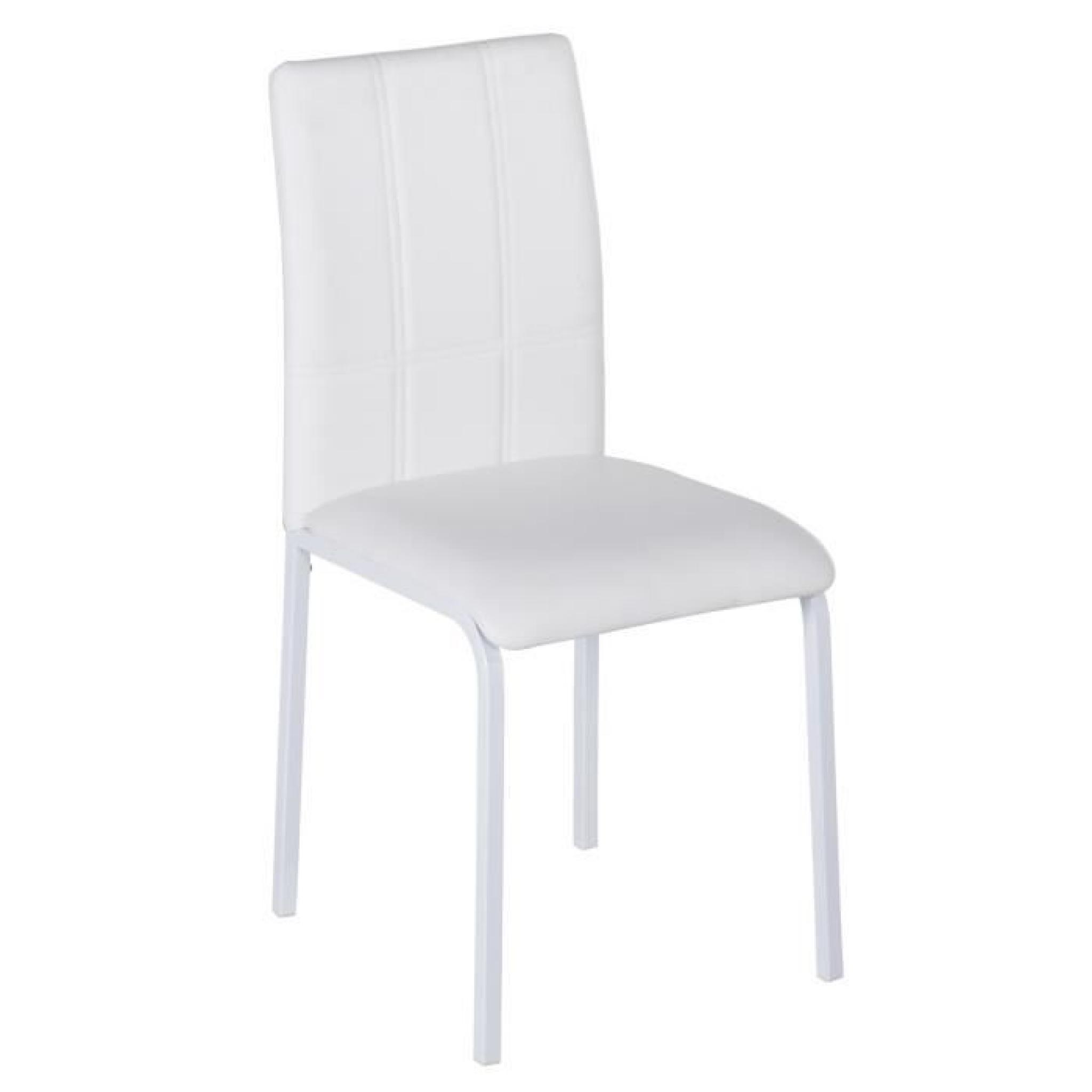 EMILY Lot de 4 chaises de salle à manger en simili blanc pas cher