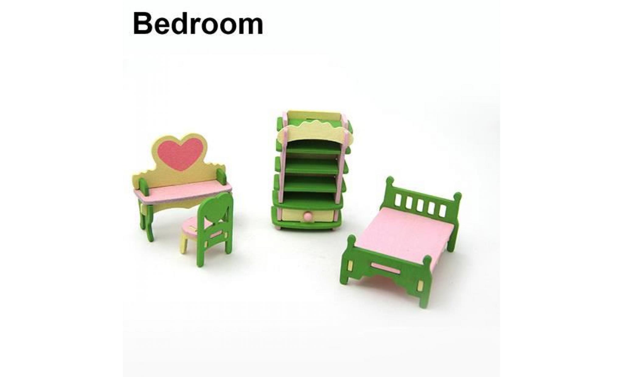 en bois miniature maison de poupée meubles chambre ensemble jouet cadeau de noël pour enfant chambre des enfants et des mères