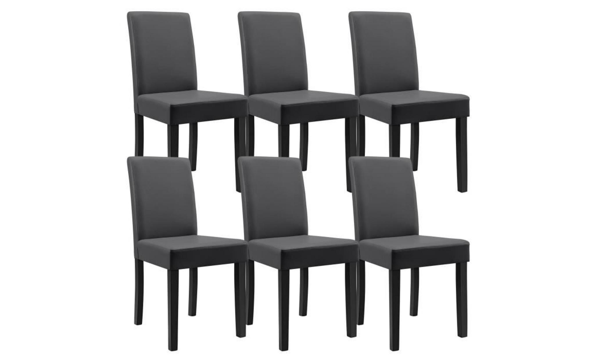 en.casa 6 chaises rembourrées (gris foncé) (de qualité supérieure) avec pieds en bois massif   housse en cuir synthétique   élégants