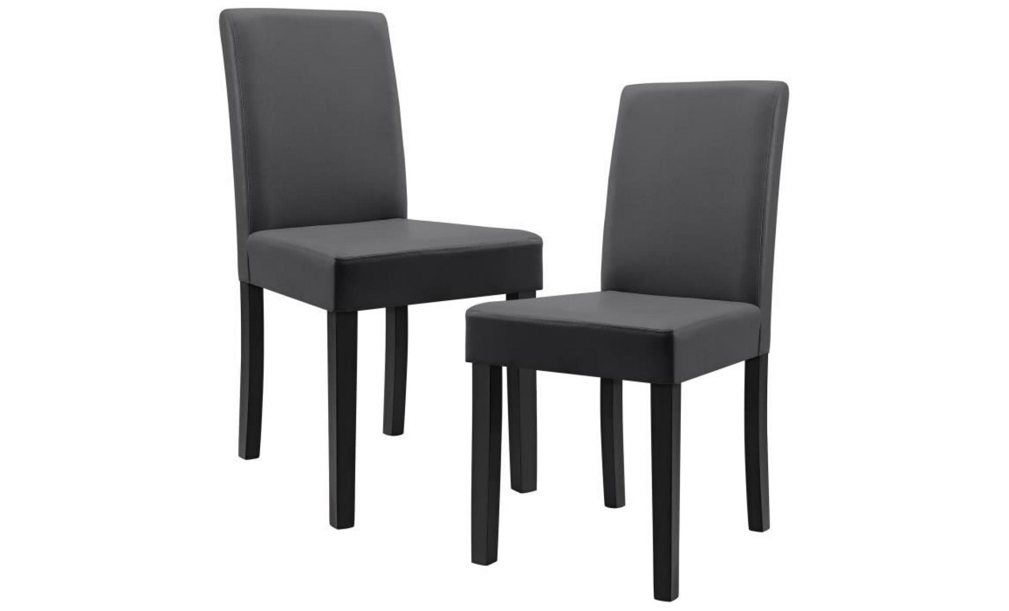 en.casa 6 chaises rembourrées (gris foncé) (de qualité supérieure) avec pieds en bois massif   housse en cuir synthétique   élégants pas cher