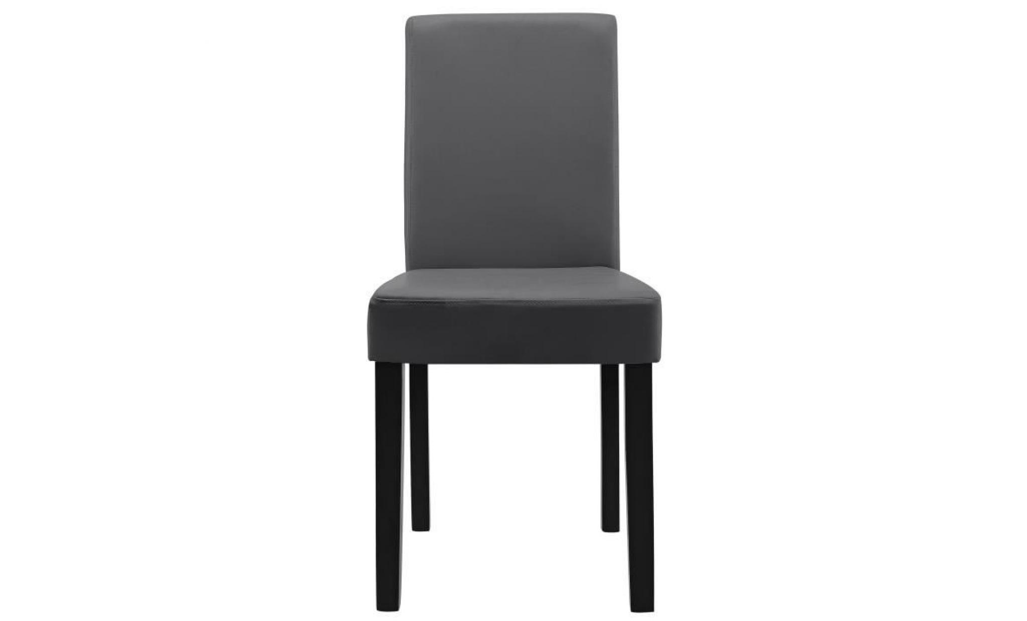 en.casa 6 chaises rembourrées (gris foncé) (de qualité supérieure) avec pieds en bois massif   housse en cuir synthétique   élégants pas cher